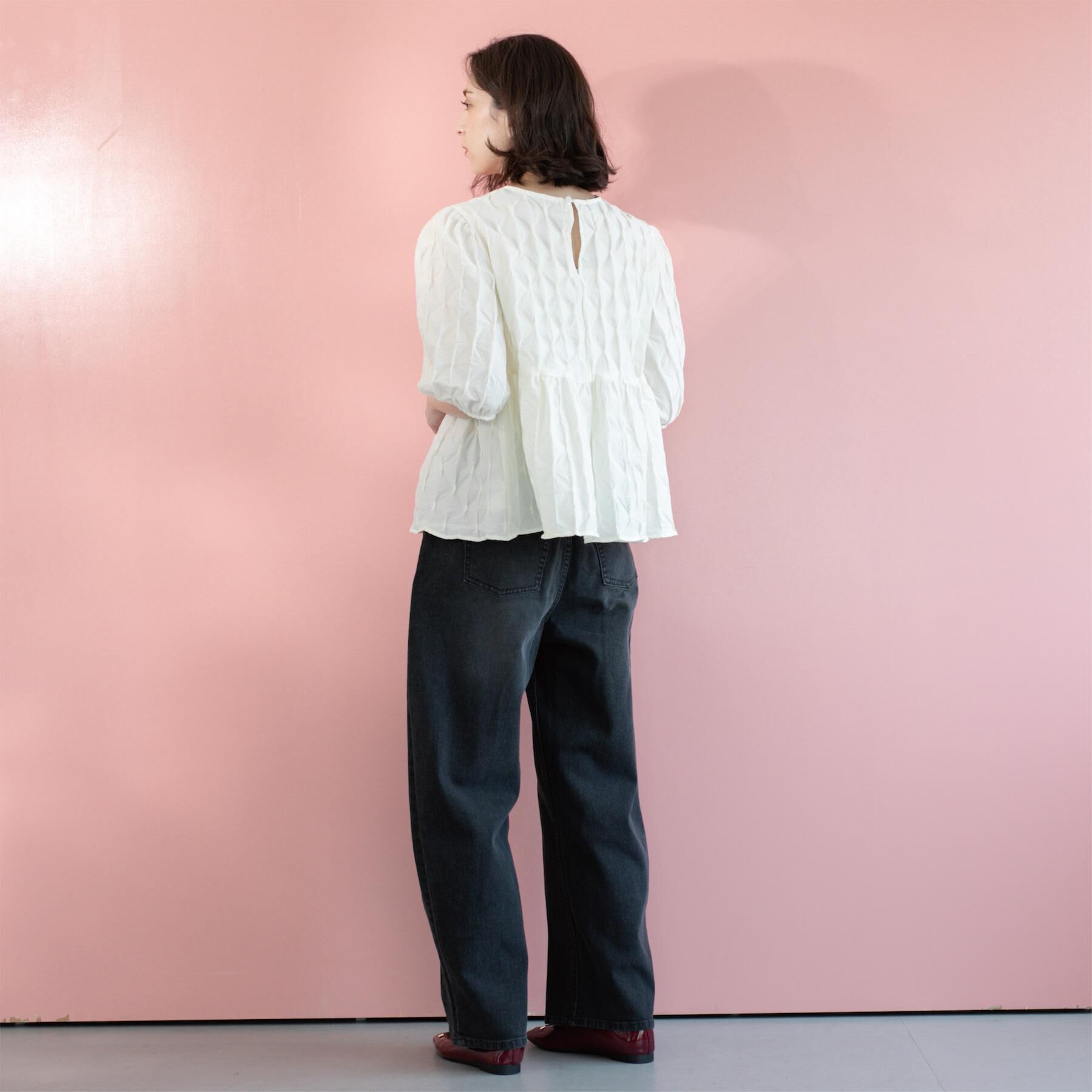 OPAQUE.CLIP「ふくれジャカードペプラムブラウス【洗濯機洗い可】」|シャツ・ブラウス|