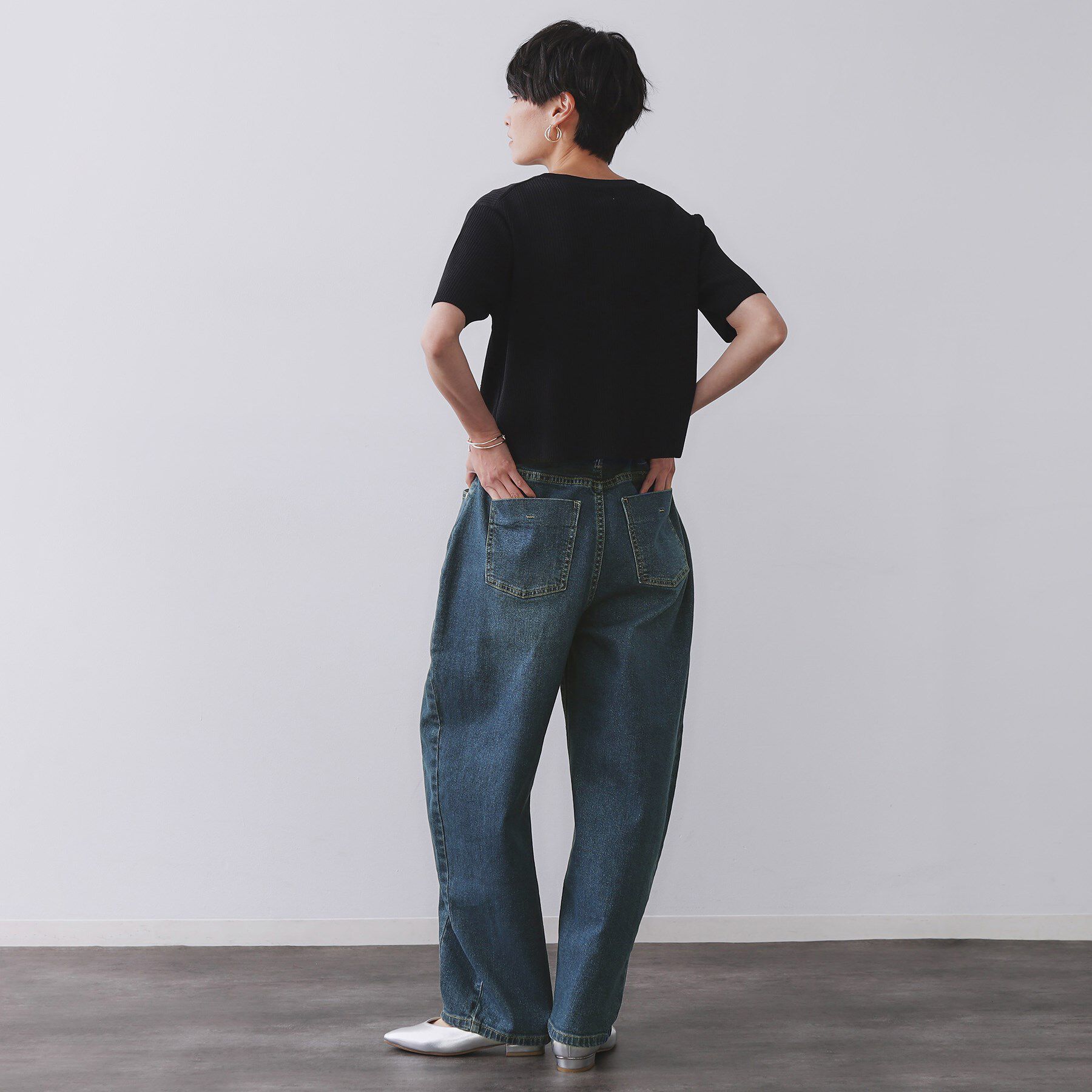 OPAQUE.CLIP「ストレッチバレルレッグデニム【洗濯機洗い可】」|デニム|