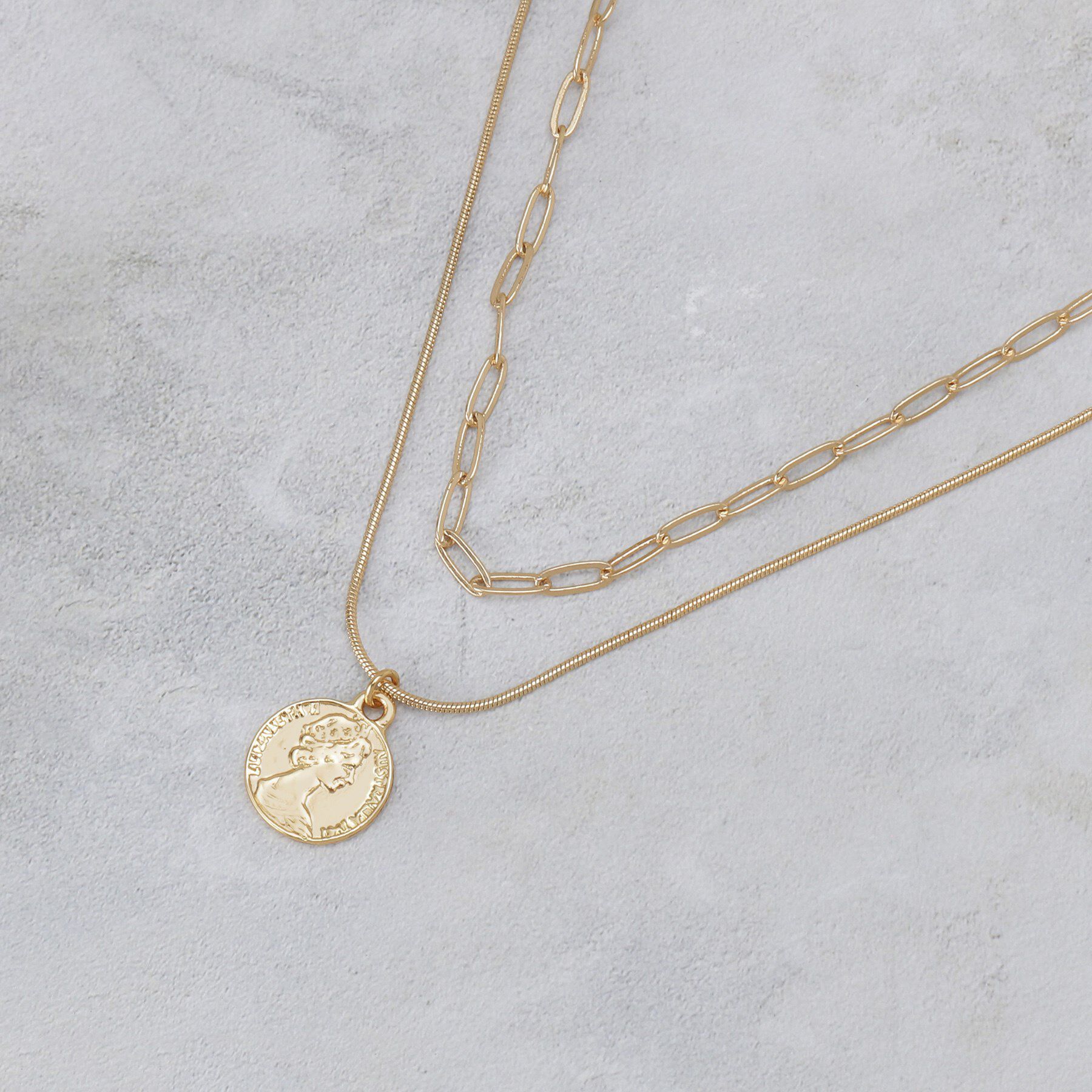 OPAQUE.CLIP「2種チェーンコインネックレス」|ネックレス|