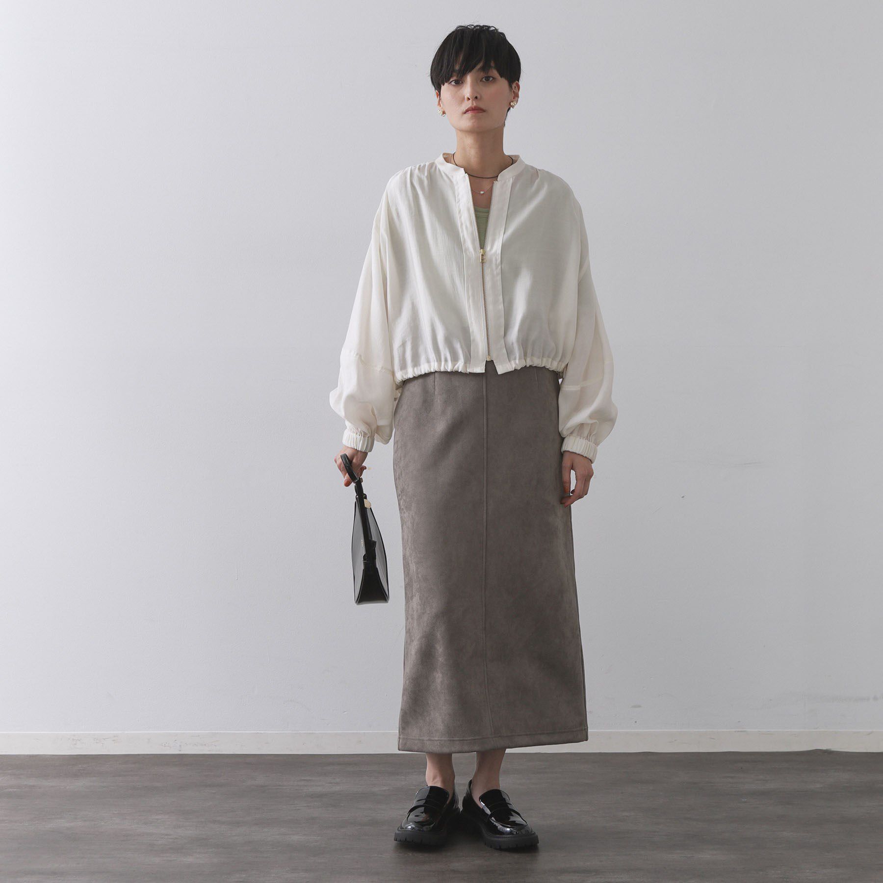 OPAQUE.CLIP「シアーランタンスリーブブルゾン【洗濯機洗い可】」|ブルゾン・スタジャン|