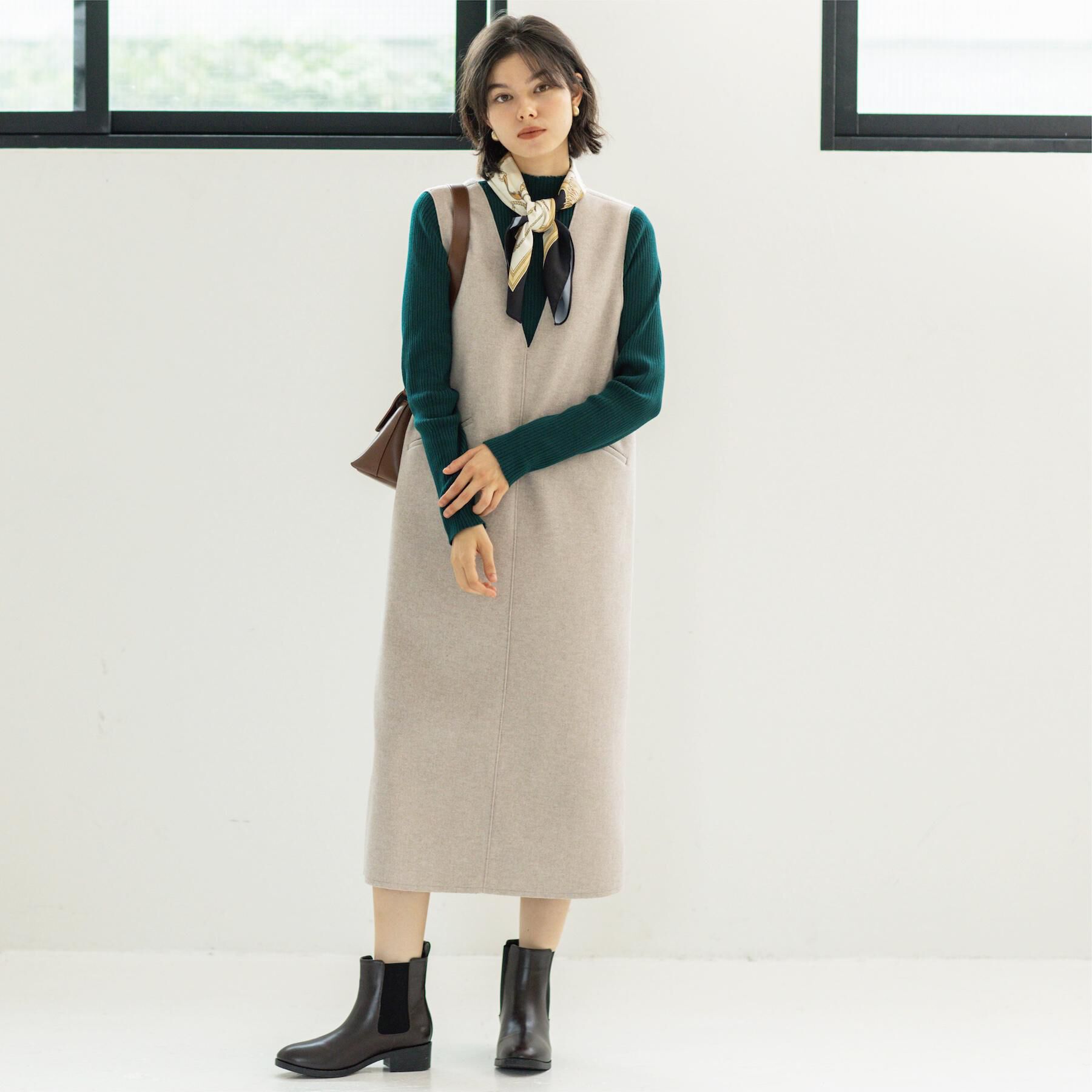 OPAQUE.CLIP「ウールライクジャンパードレス【洗濯機洗い可】」|ワンピース|