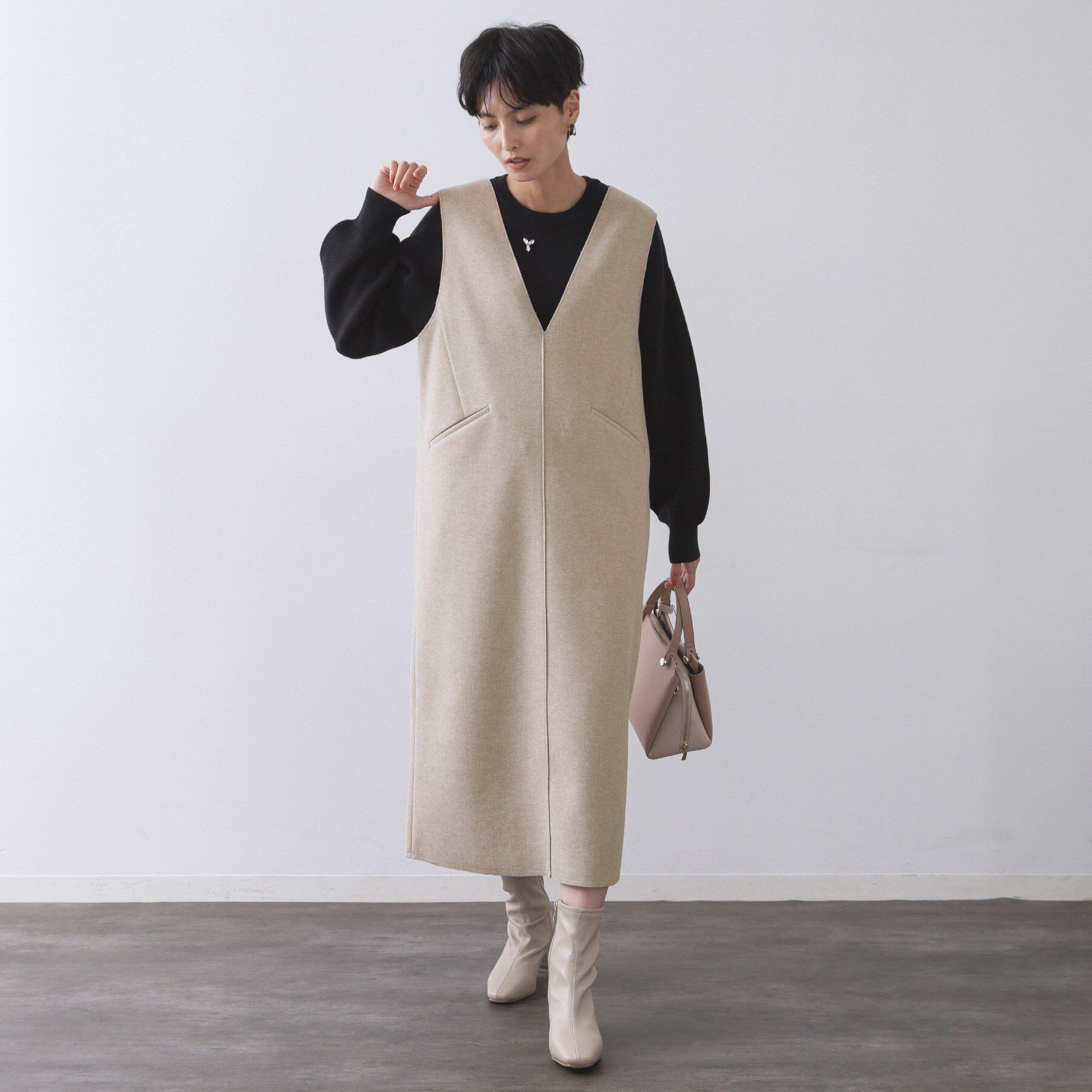 OPAQUE.CLIP「ウールライクジャンパードレス【洗濯機洗い可】」|ワンピース|