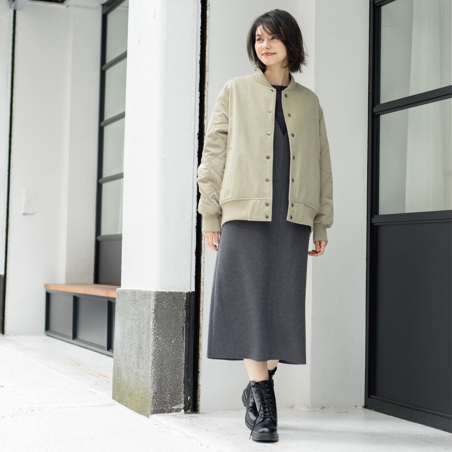 OPAQUE.CLIP「ウールライクジャンパードレス【洗濯機洗い可】」|ワンピース|