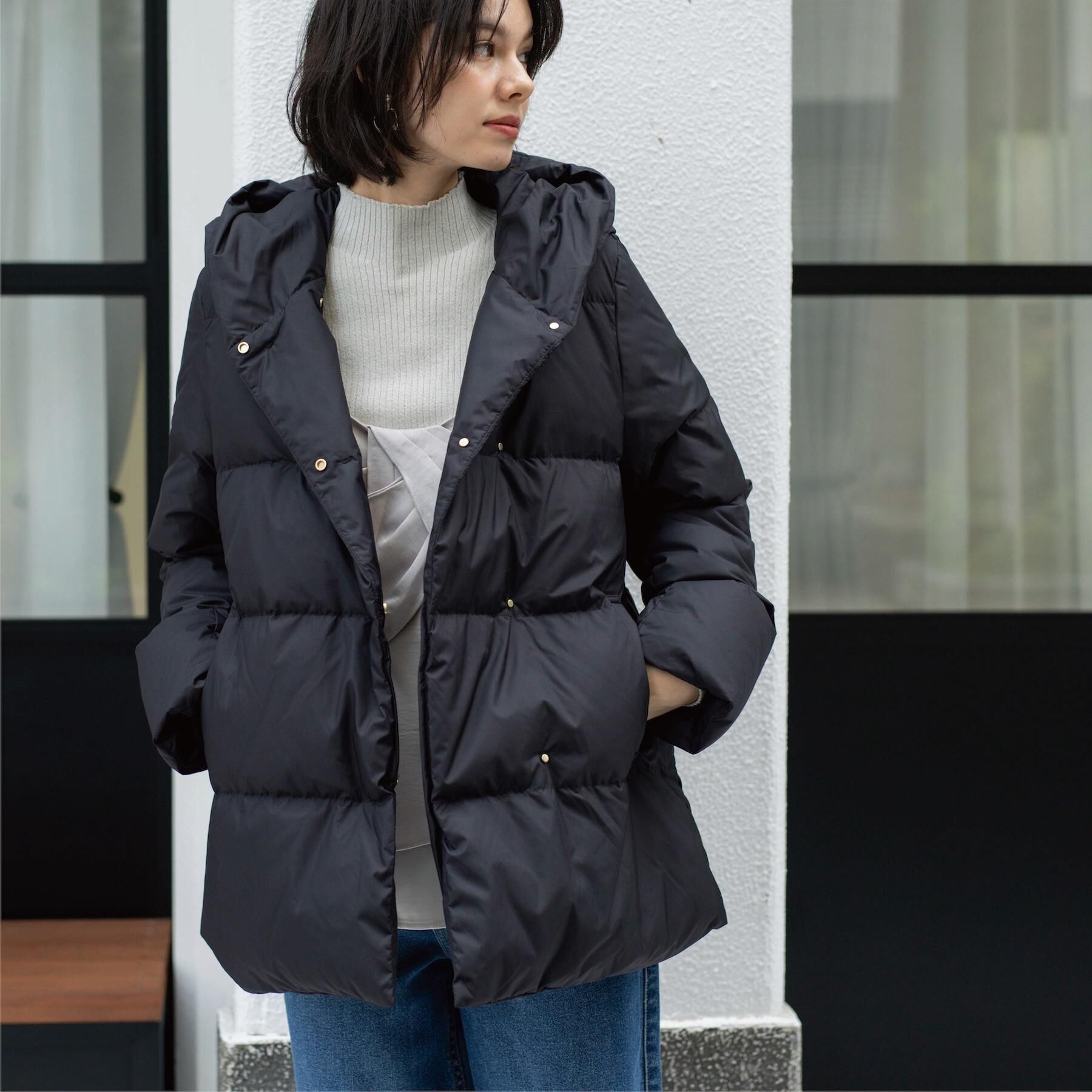 OPAQUE.CLIP「撥水フードミドルダウンコート【防風/抗菌防臭/洗濯機OK】《S～LL》」|ダウン|