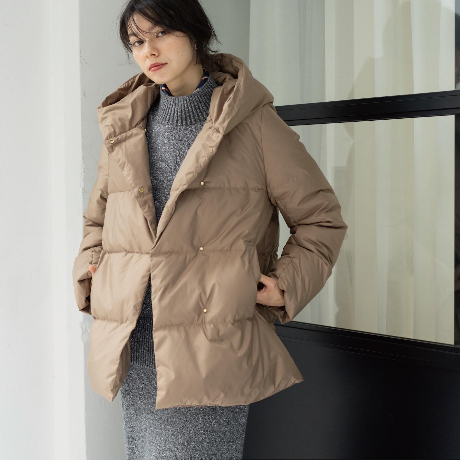 OPAQUE.CLIP「撥水フードミドルダウンコート【防風/抗菌防臭/洗濯機OK】《S～LL》」|ダウン|