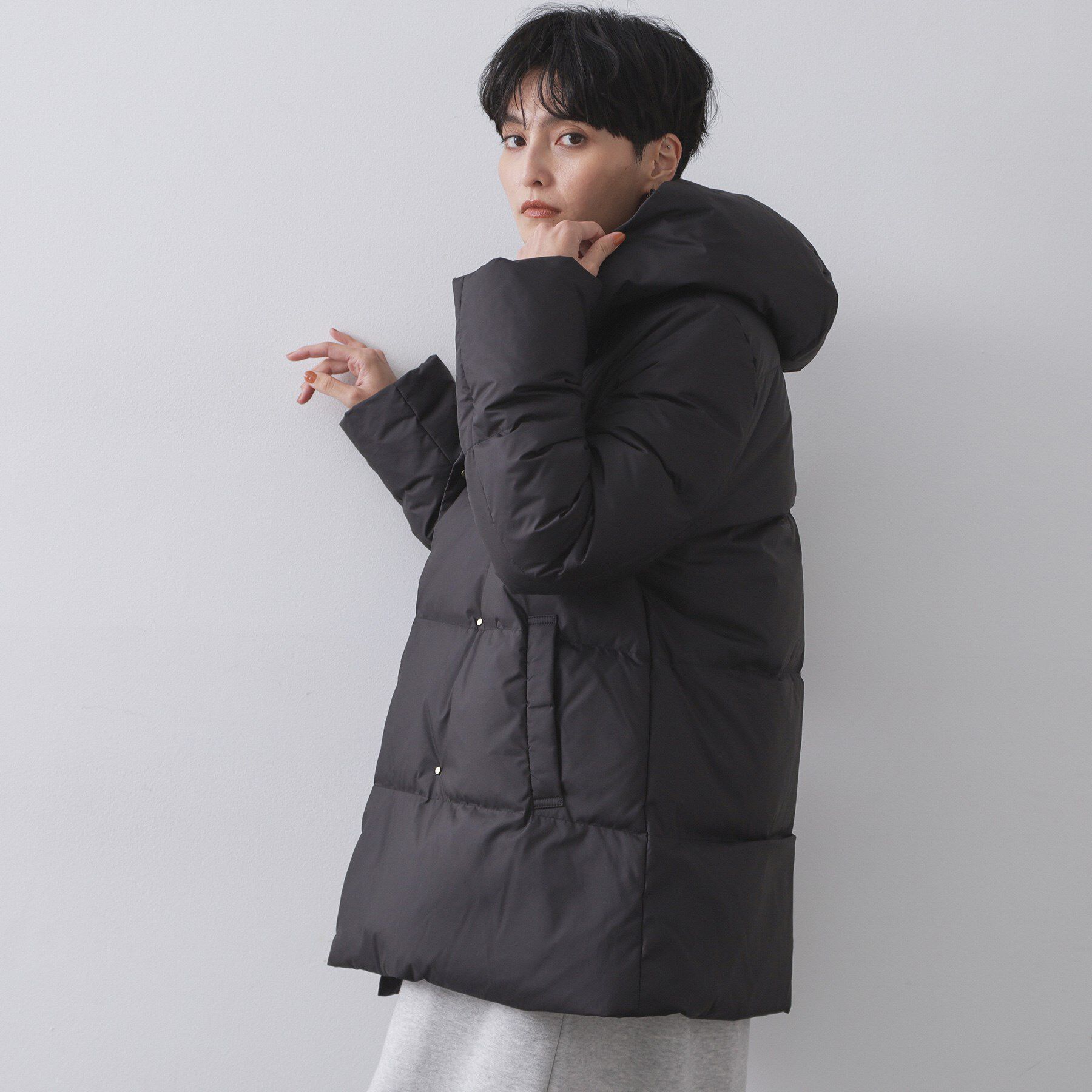 OPAQUE.CLIP「撥水フードミドルダウンコート【防風/抗菌防臭/洗濯機OK】《S～LL》」|ダウン|