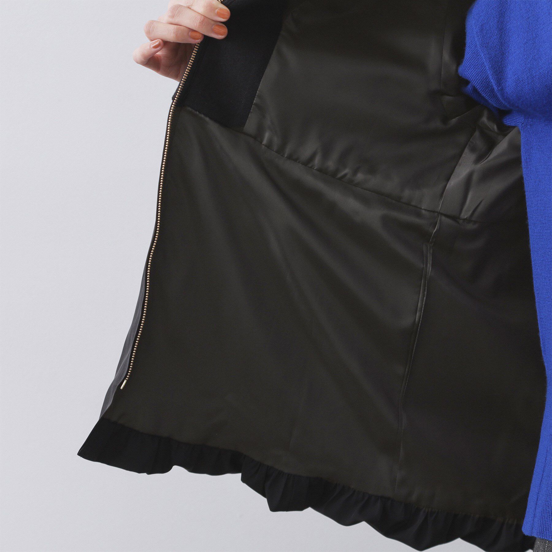 OPAQUE.CLIP「ウールライクペプラムドッキングアウター【洗濯機洗い可】」|ノーカラーコート|