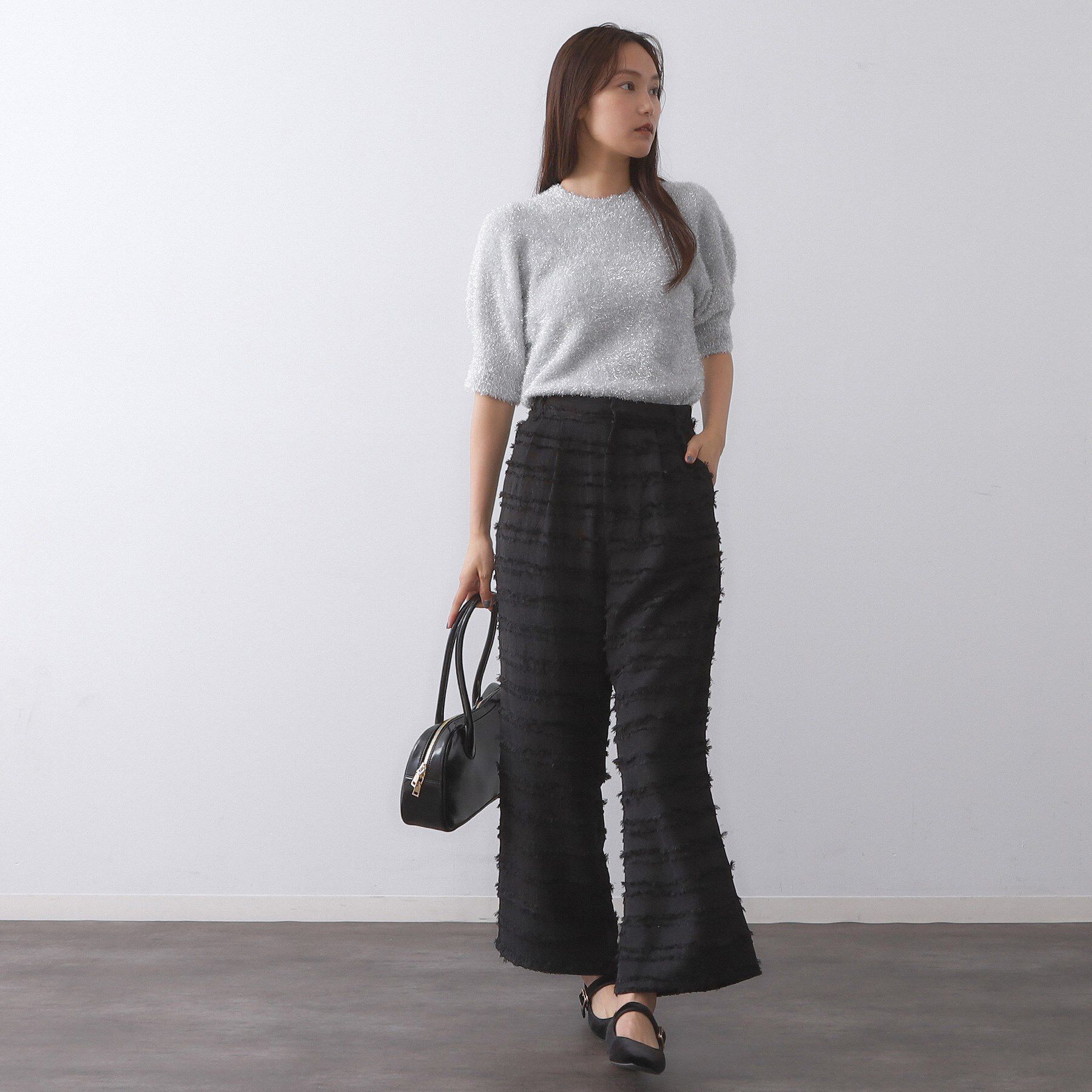 OPAQUE.CLIP「キラキラボリュームスリーブニット【洗濯機洗い可】」|ニット・セーター|