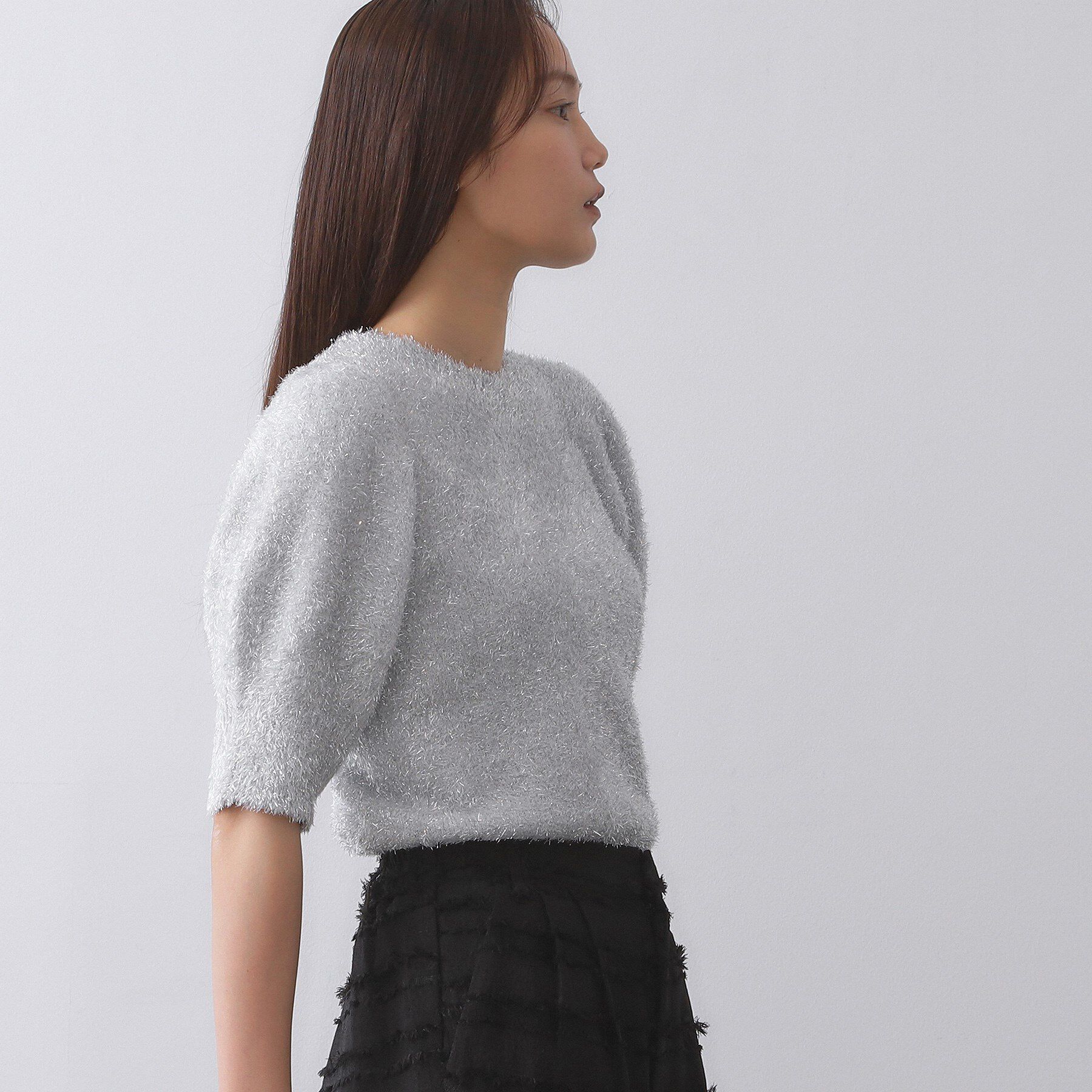 OPAQUE.CLIP「キラキラボリュームスリーブニット【洗濯機洗い可】」|ニット・セーター|