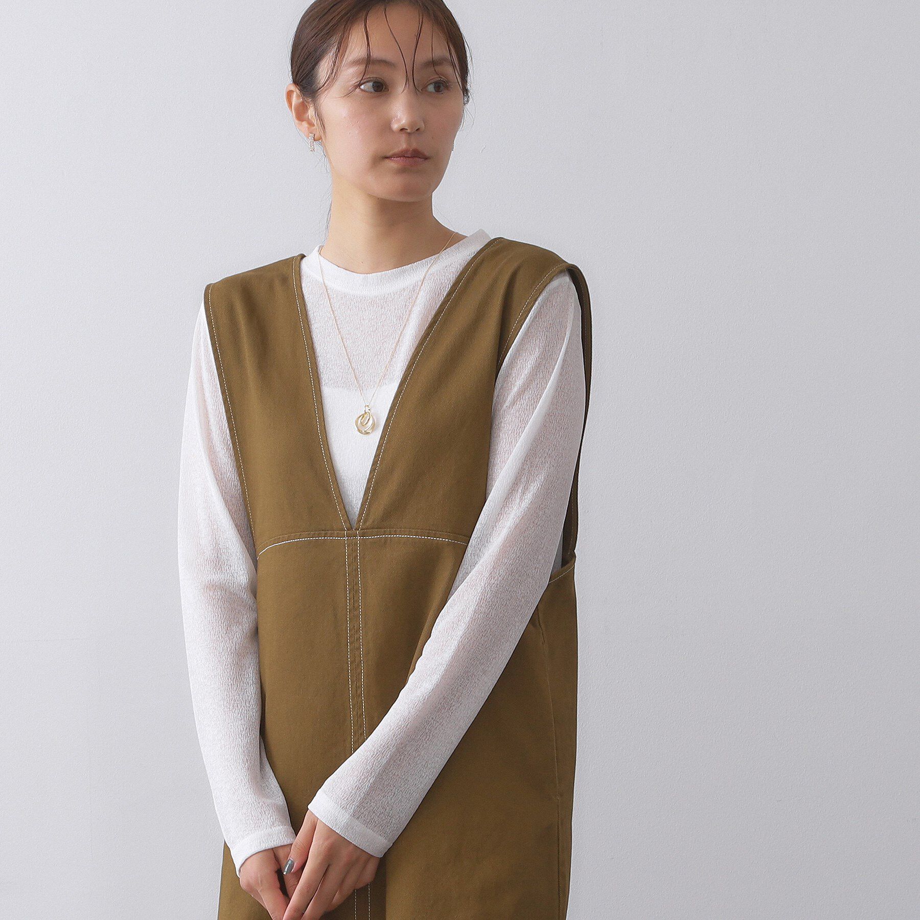 OPAQUE.CLIP「シアーラウンドネックカットソー【洗濯機洗い可】」|Tシャツ・カットソー|