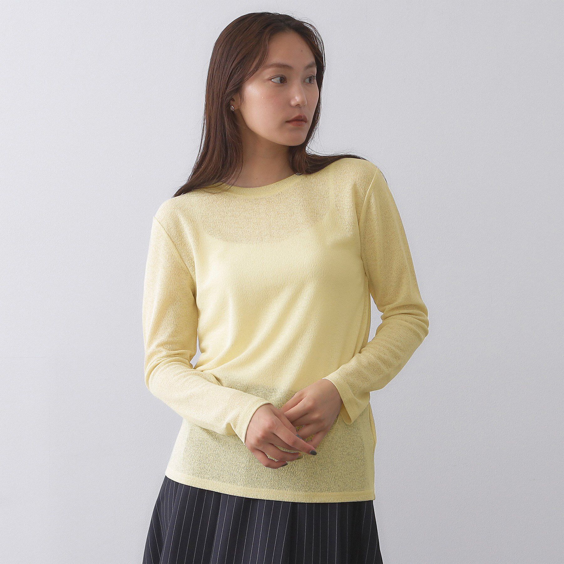 OPAQUE.CLIP「シアーラウンドネックカットソー【洗濯機洗い可】」|Tシャツ・カットソー|