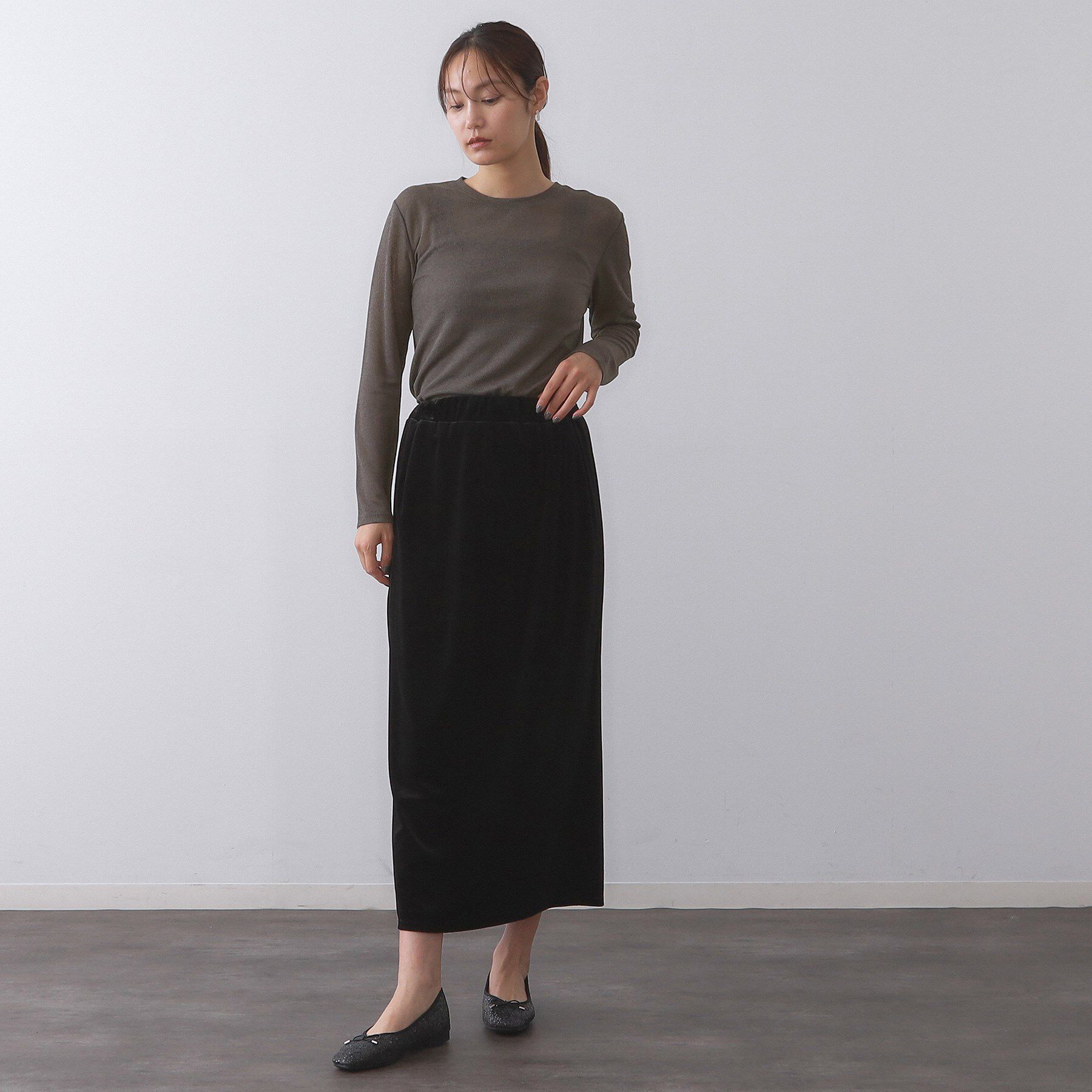 OPAQUE.CLIP「シアーラウンドネックカットソー【洗濯機洗い可】」|Tシャツ・カットソー|