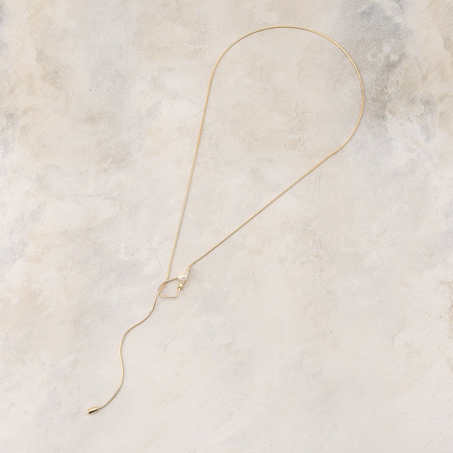 OPAQUE.CLIP「メタル&times;フェイクパール Y字ラリエットネックレス」|ネックレス|