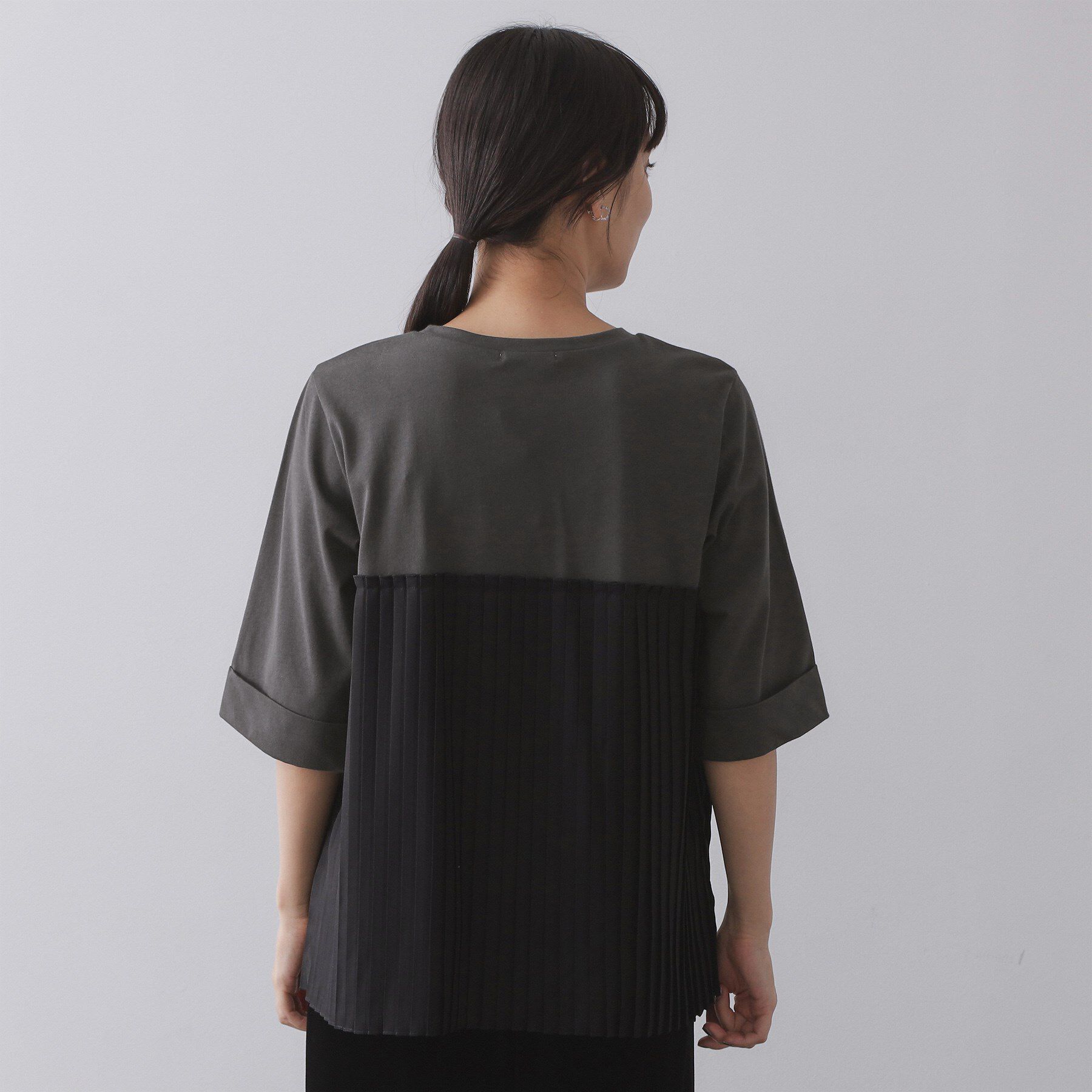 OPAQUE.CLIP「プリーツドッキングカットソー【洗濯機OK】」|Tシャツ・カットソー|