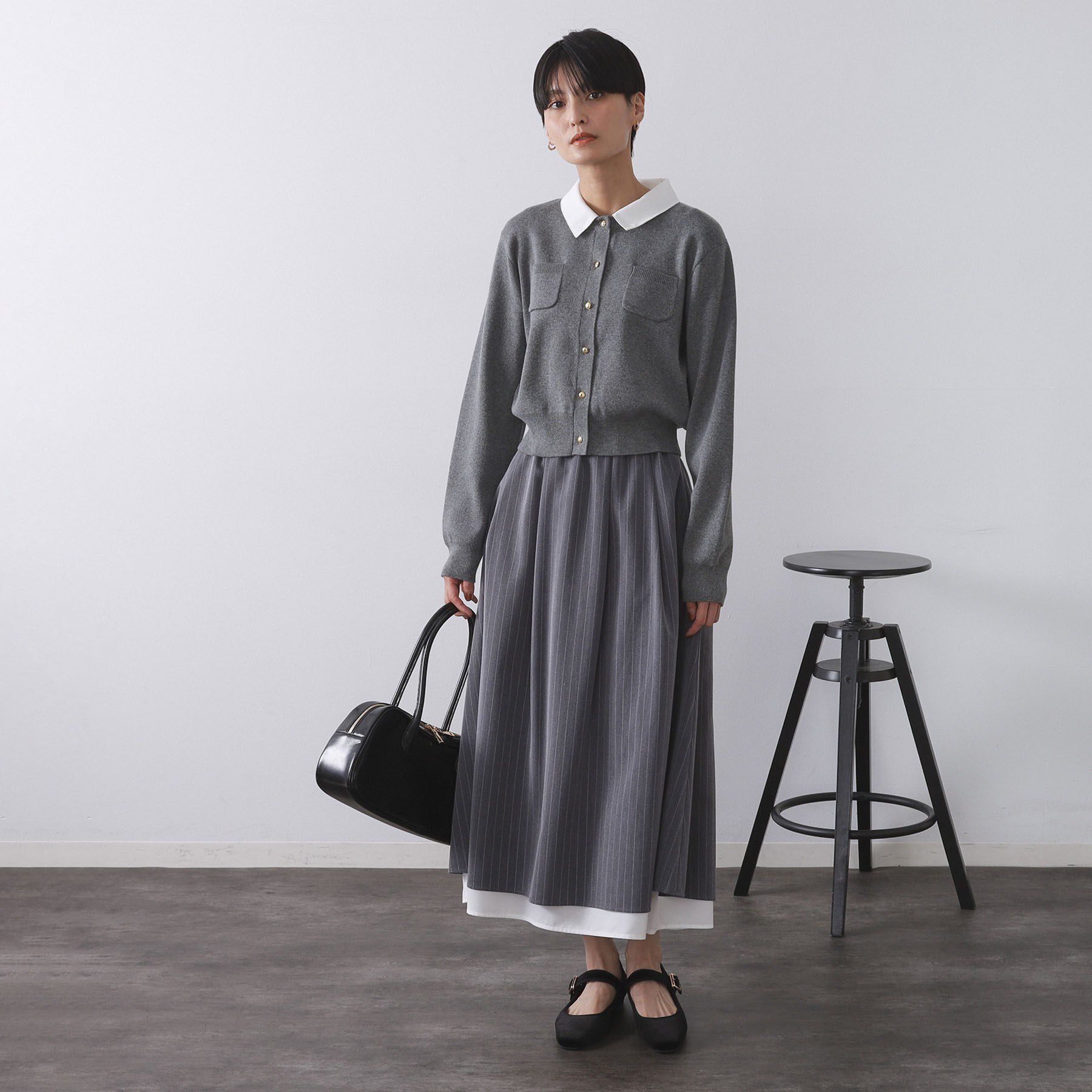 OPAQUE.CLIP「《andGIRL掲載》金ボタンニットカーディガン/衿取り外し可【洗濯機OK】」|カーディガン|