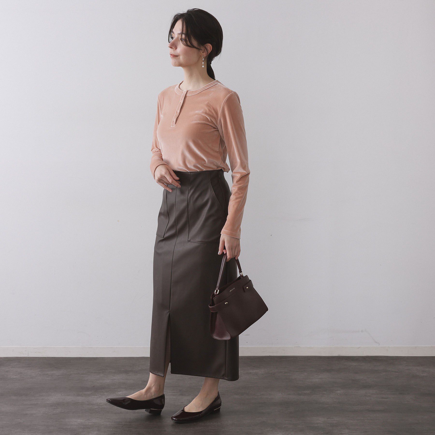 OPAQUE.CLIP「ベロアタッチリブトップス【洗濯機OK】」|Tシャツ・カットソー|