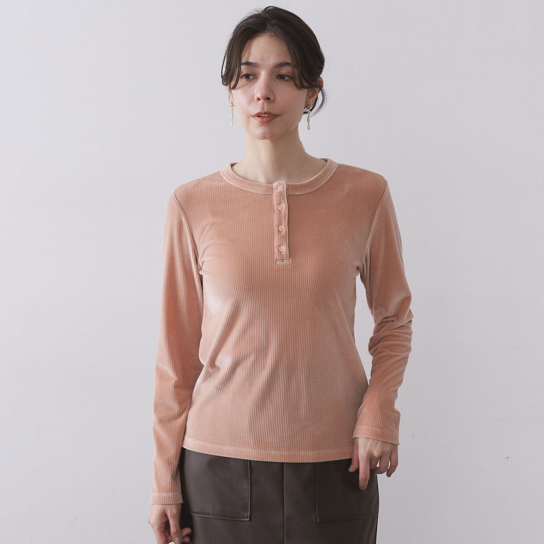 OPAQUE.CLIP「ベロアタッチリブトップス【洗濯機OK】」|Tシャツ・カットソー|