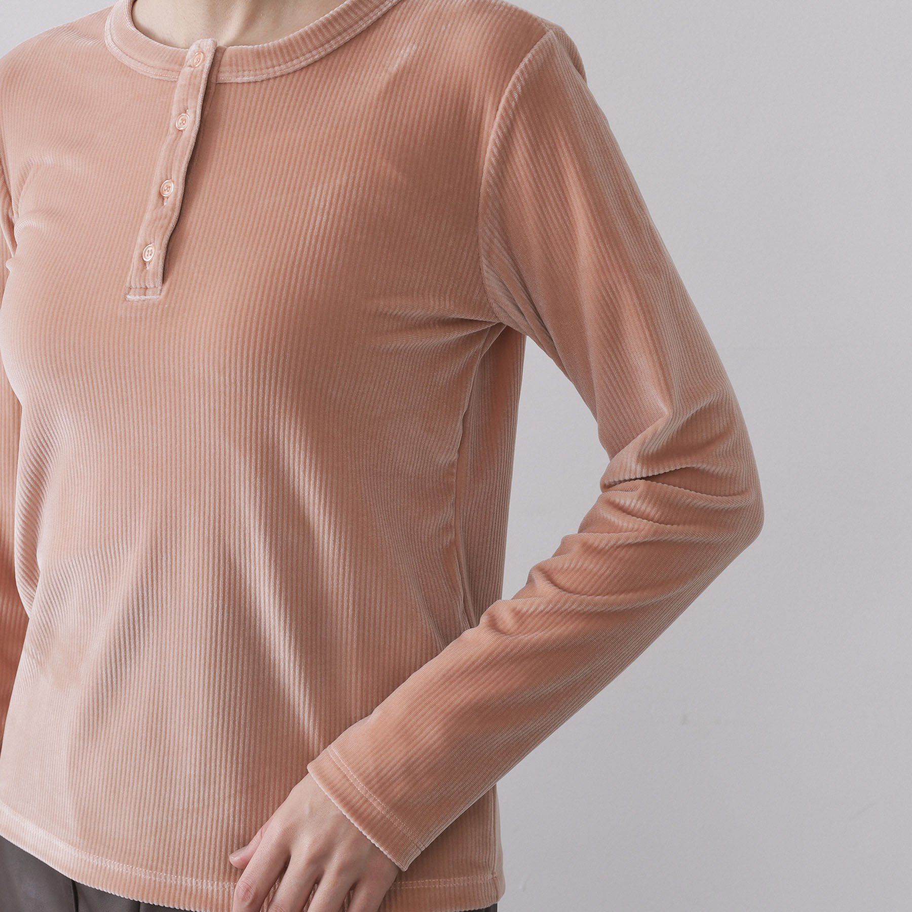 OPAQUE.CLIP「ベロアタッチリブトップス【洗濯機OK】」|Tシャツ・カットソー|