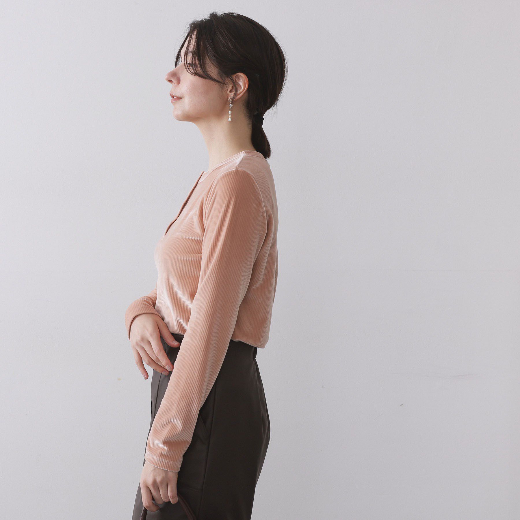 OPAQUE.CLIP「ベロアタッチリブトップス【洗濯機OK】」|Tシャツ・カットソー|