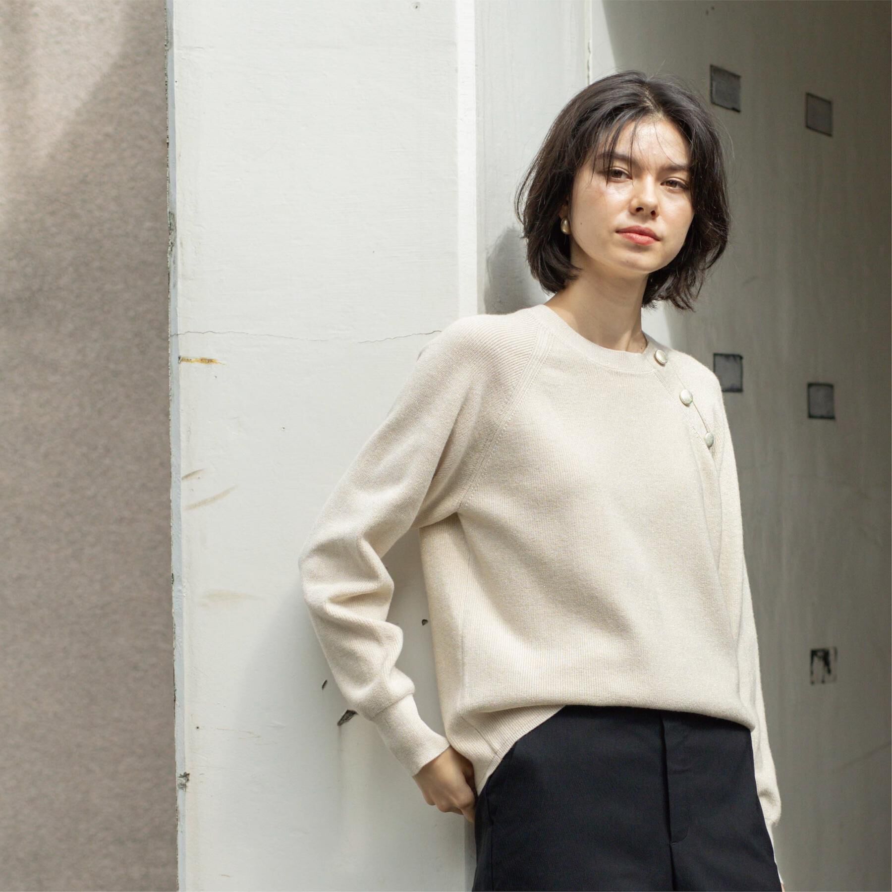 OPAQUE.CLIP「ボタンデザインラメニット【洗濯機OK】」|ニット・セーター|