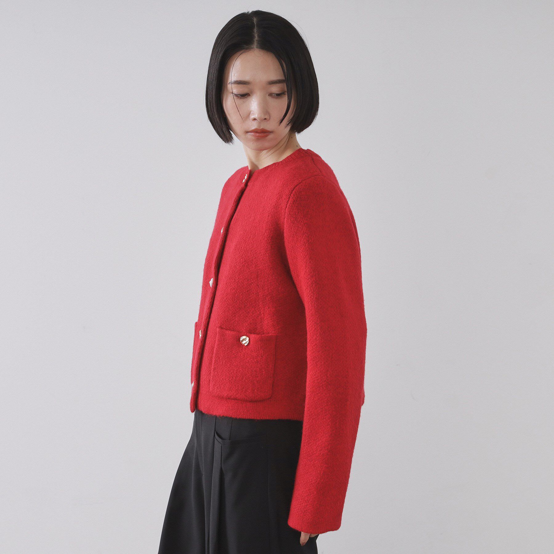 OPAQUE.CLIP「ビジューボタンニットカーディガン【洗える】」|カーディガン|