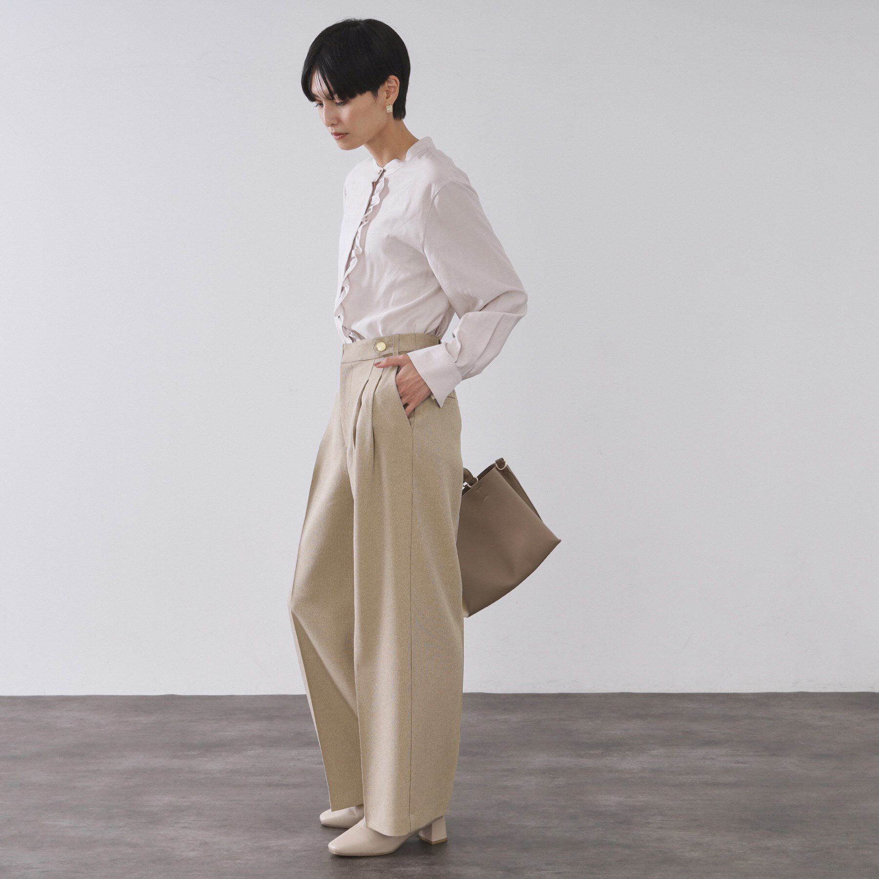 OPAQUE.CLIP「ストレッチタックワイドパンツ/セットアップ対応可【洗濯機OK】」|その他|