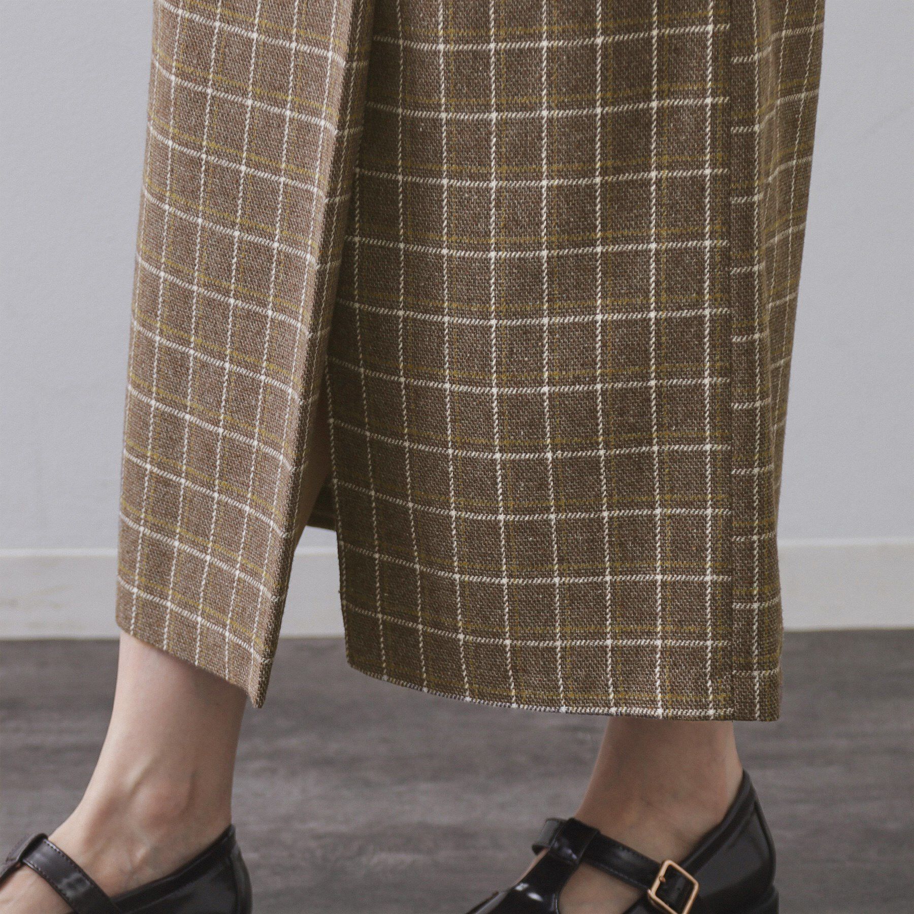OPAQUE.CLIP「チェックツイード ラップ風ナロースカート【洗濯機OK】」|スカート|