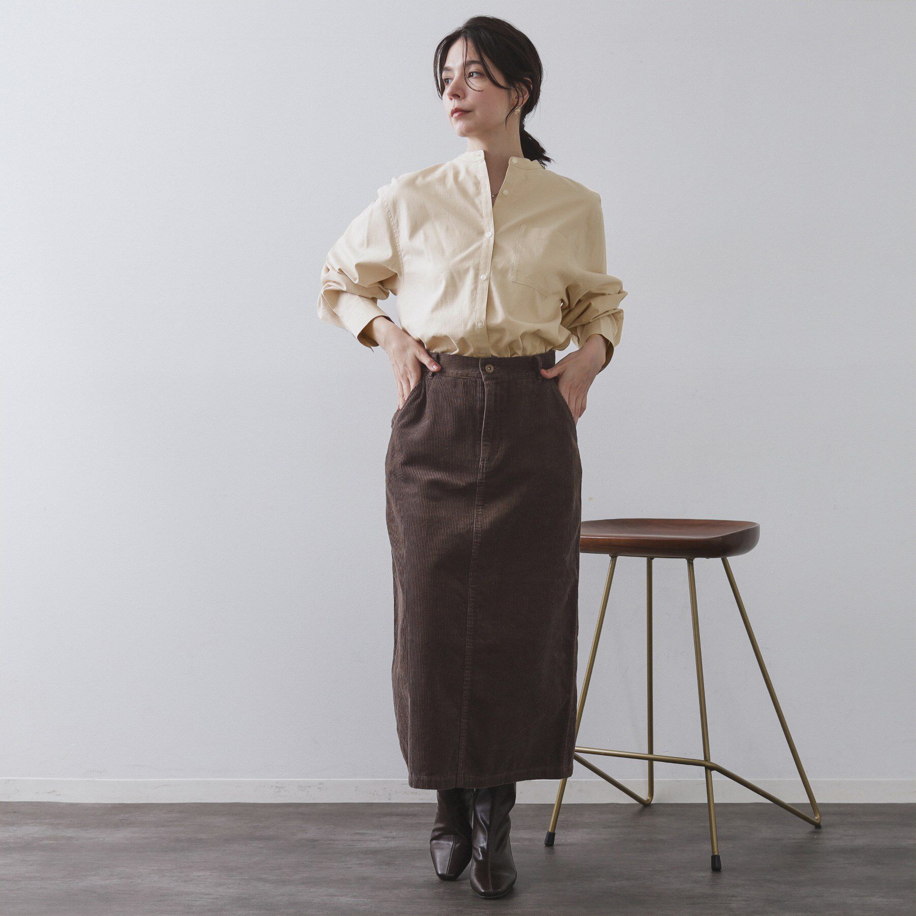 OPAQUE.CLIP「バンドカラーシャツ【洗濯機OK】」|シャツ・ブラウス|