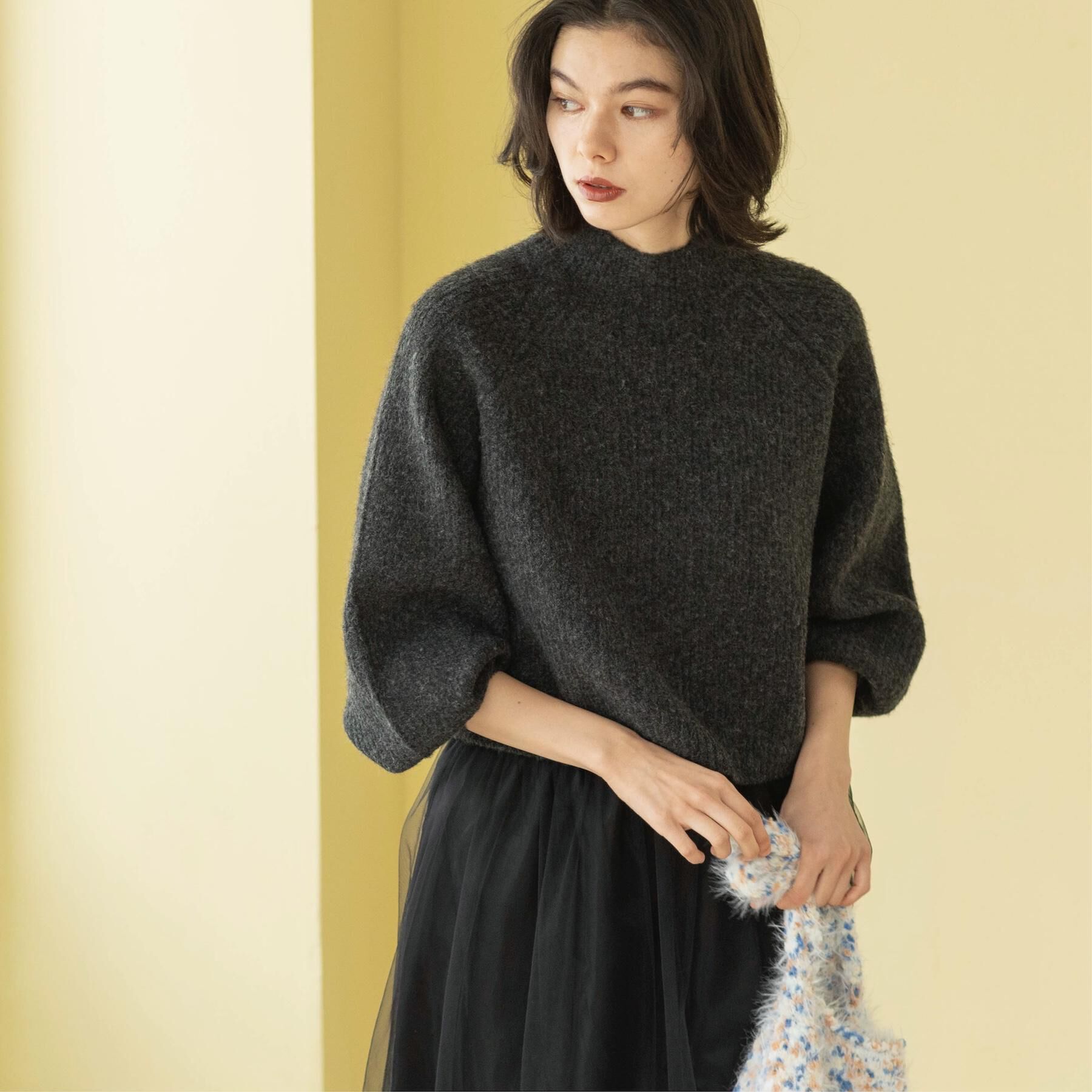 OPAQUE.CLIP「MIXミドルゲージショートあぜニット【洗濯機OK】」|ニット・セーター|