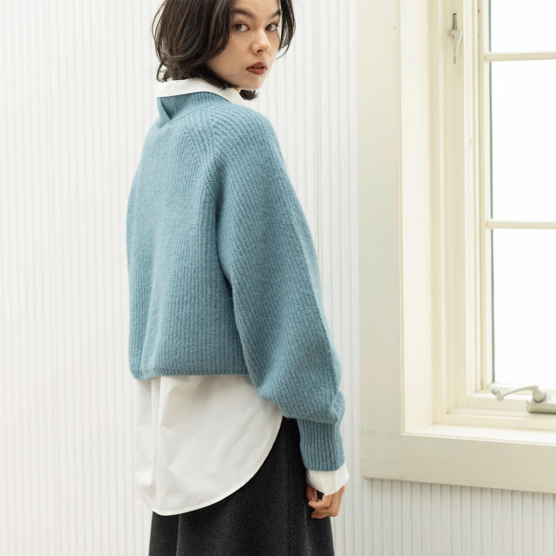 OPAQUE.CLIP「MIXミドルゲージショートあぜニット【洗濯機OK】」|ニット・セーター|