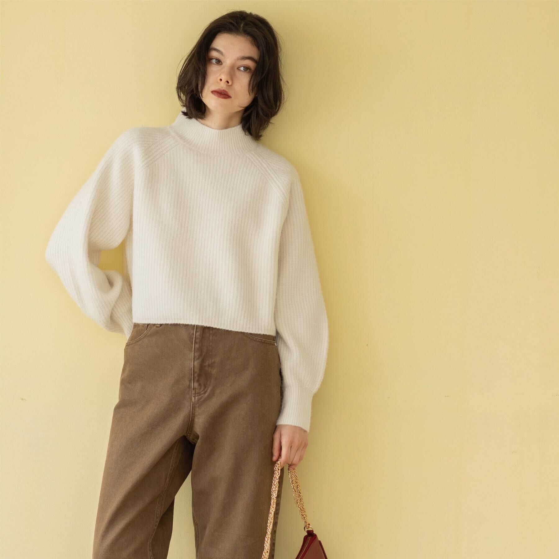 OPAQUE.CLIP「MIXミドルゲージショートあぜニット【洗濯機OK】」|ニット・セーター|