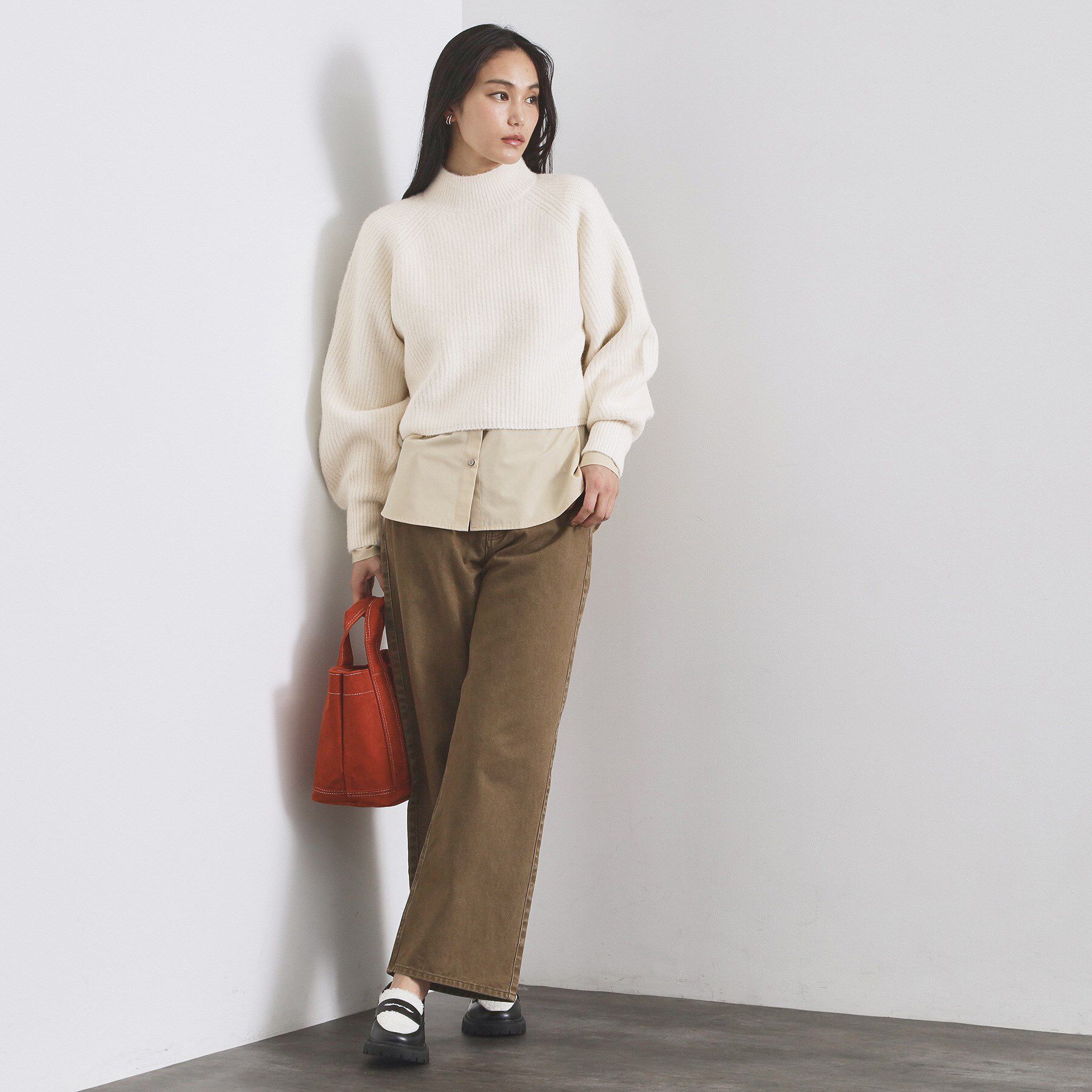 OPAQUE.CLIP「MIXミドルゲージショートあぜニット【洗濯機OK】」|ニット・セーター|