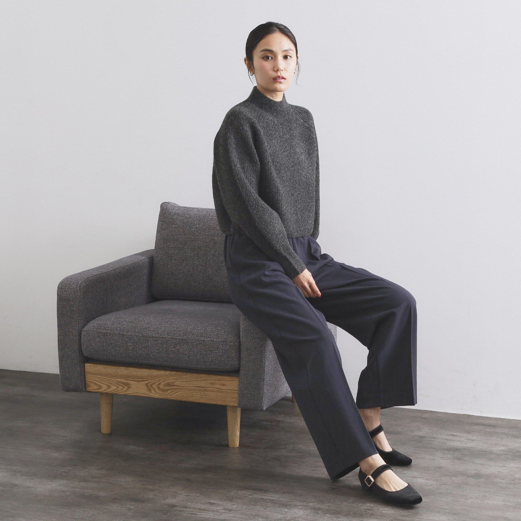 OPAQUE.CLIP「MIXミドルゲージショートあぜニット【洗濯機OK】」|ニット・セーター|