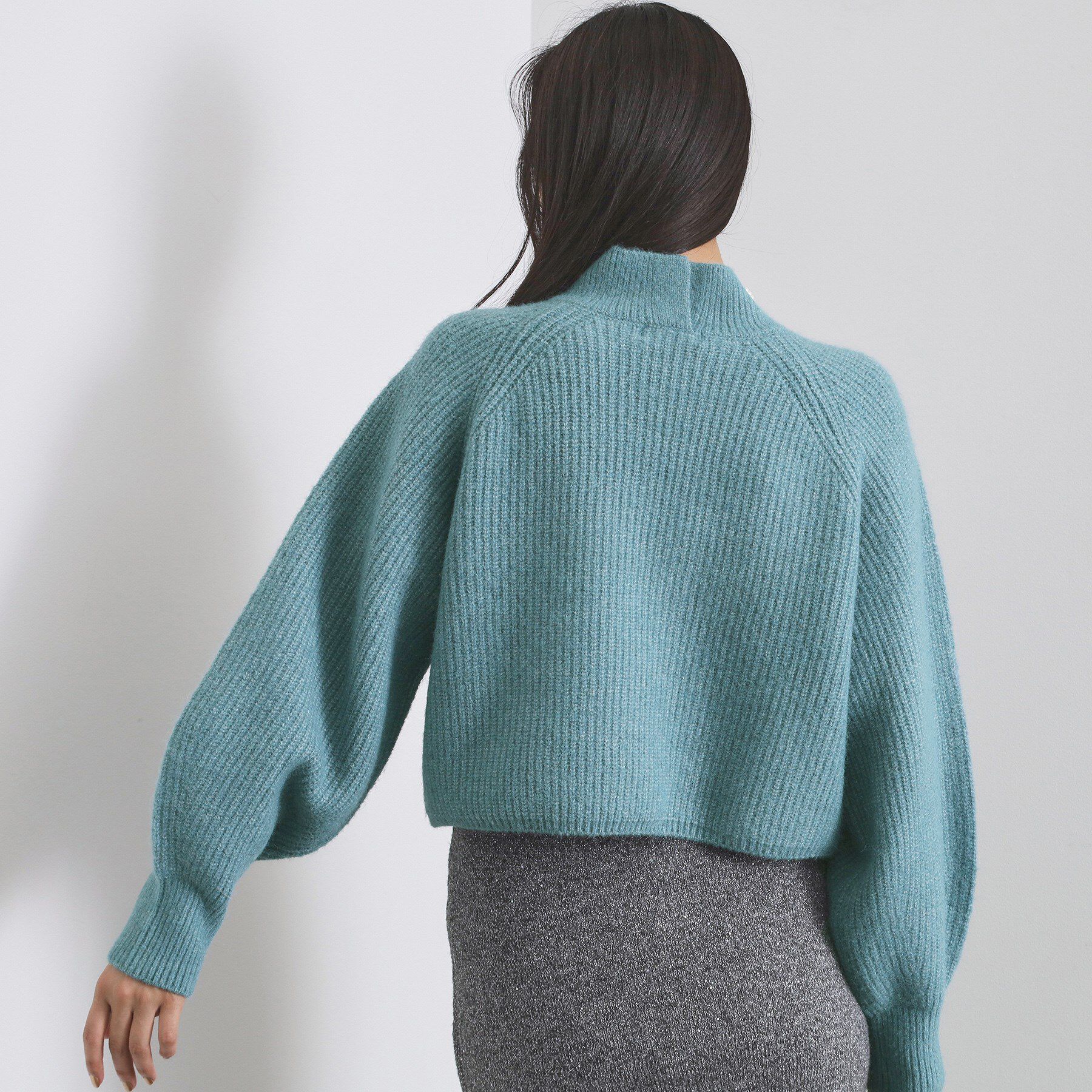 OPAQUE.CLIP「MIXミドルゲージショートあぜニット【洗濯機OK】」|ニット・セーター|