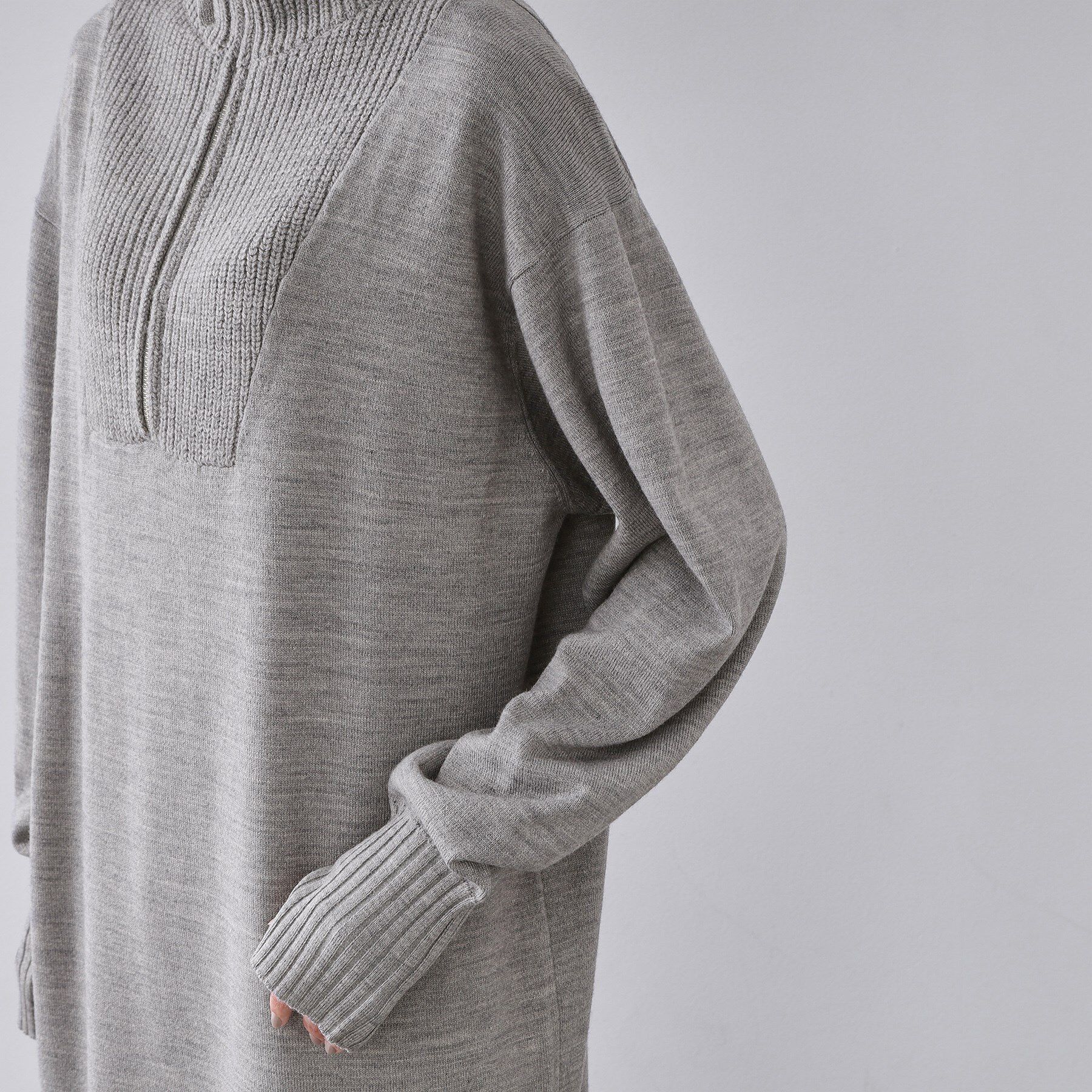 OPAQUE.CLIP「ハーフジップニットワンピース【洗濯機OK】」|ワンピース|