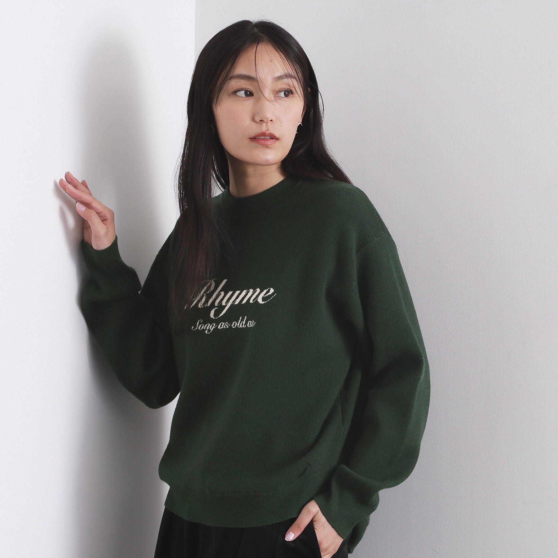 OPAQUE.CLIP「襟付きロゴジャカードニット【洗濯機OK】」|ニット・セーター|