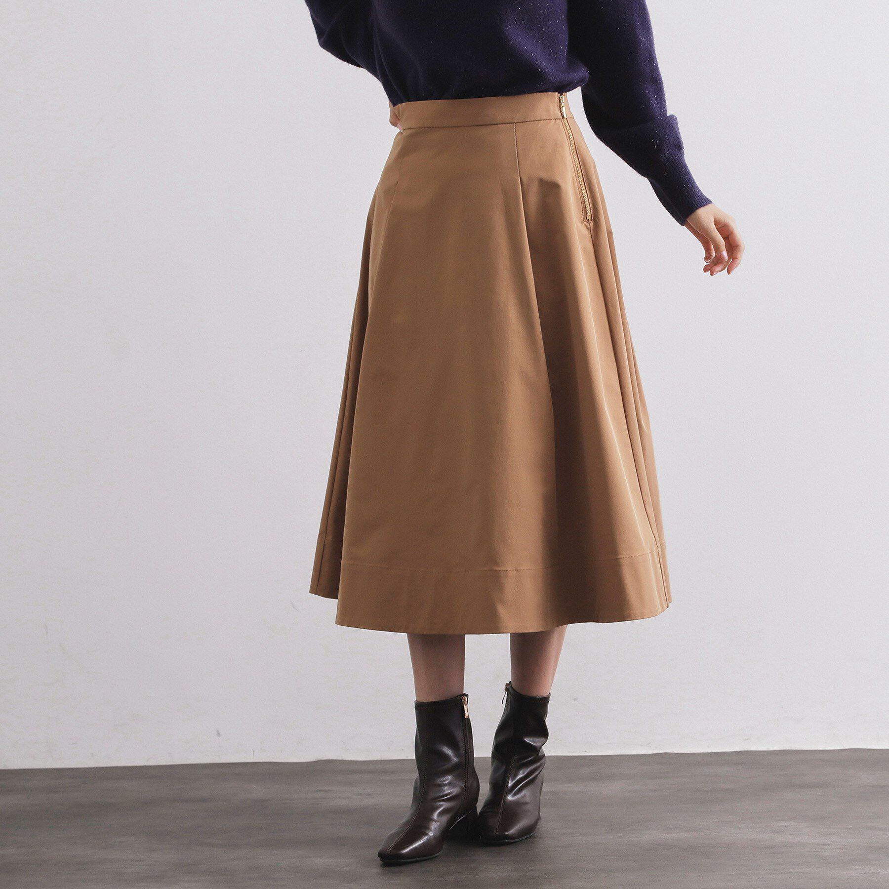 OPAQUE.CLIP「タフタフレアスカート【洗濯機OK】」|スカート|キャメルブラウン(0