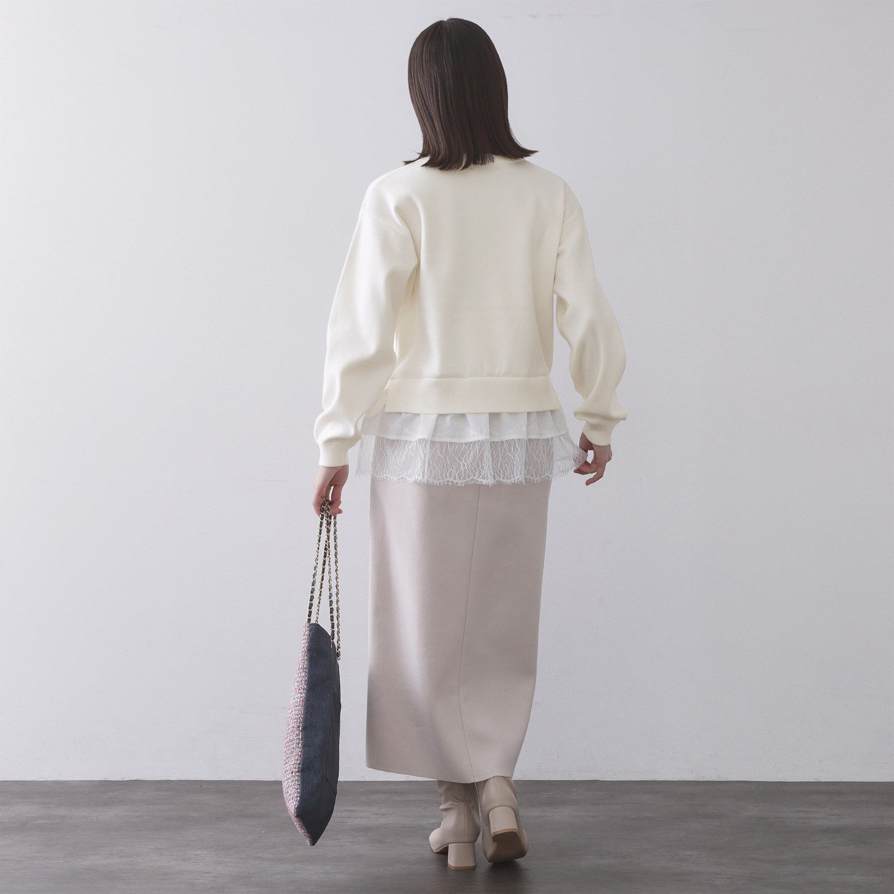 OPAQUE.CLIP「裾レースドッキングニット」|ニット・セーター|