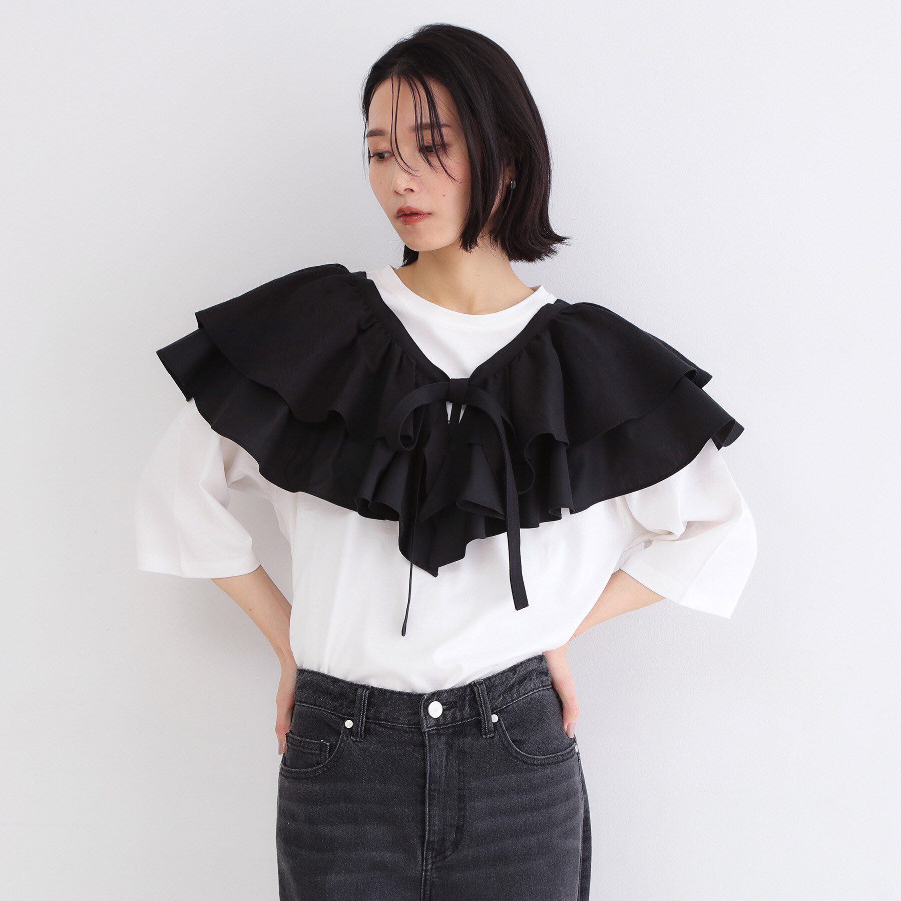 OPAQUE.CLIP「ラッフルフリルケープ【洗濯機OK】」|シャツ・ブラウス|