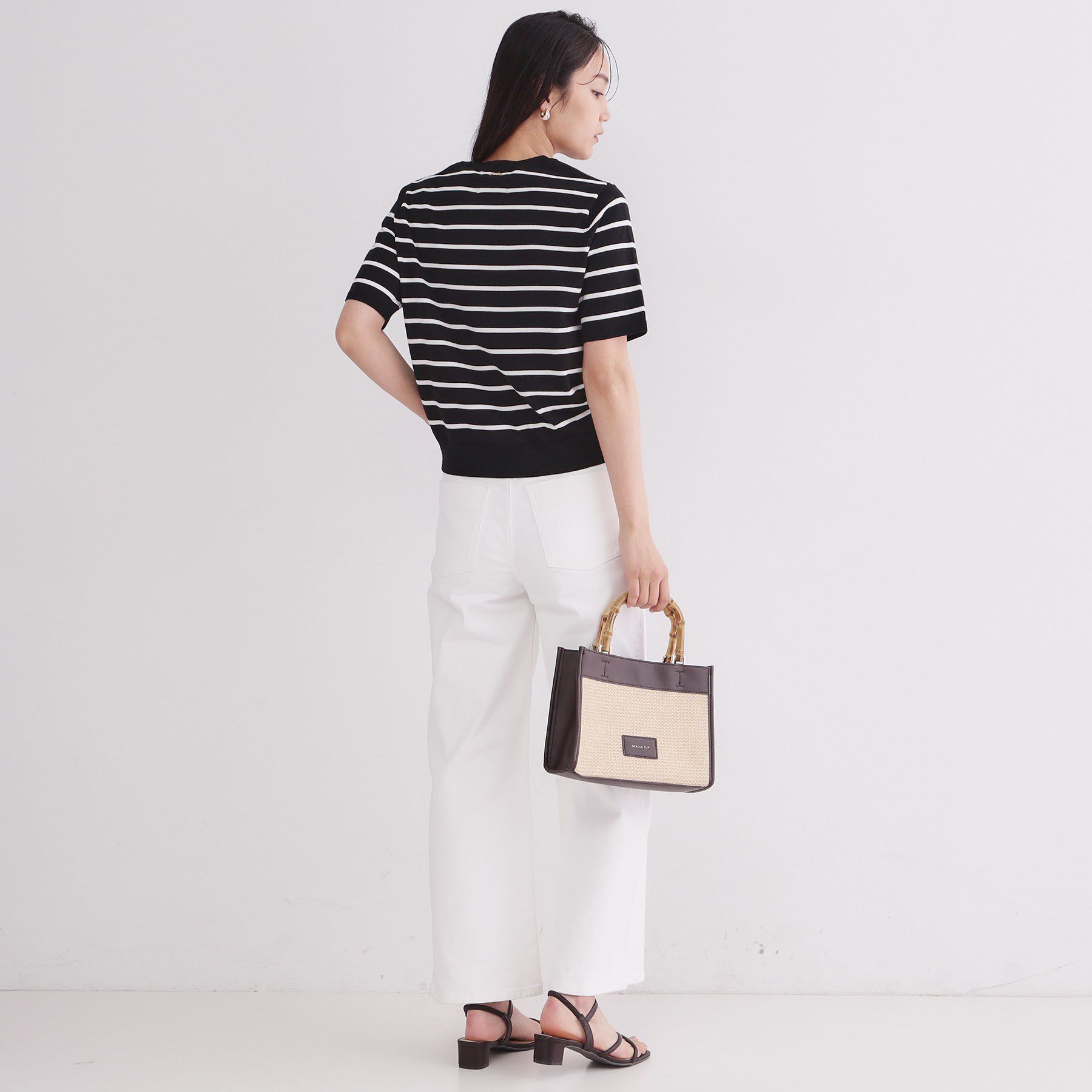 OPAQUE.CLIP「【UVケア】ハーフスリーブニット／オーガニックコットン混《洗濯機OK》」|ニット・セーター|