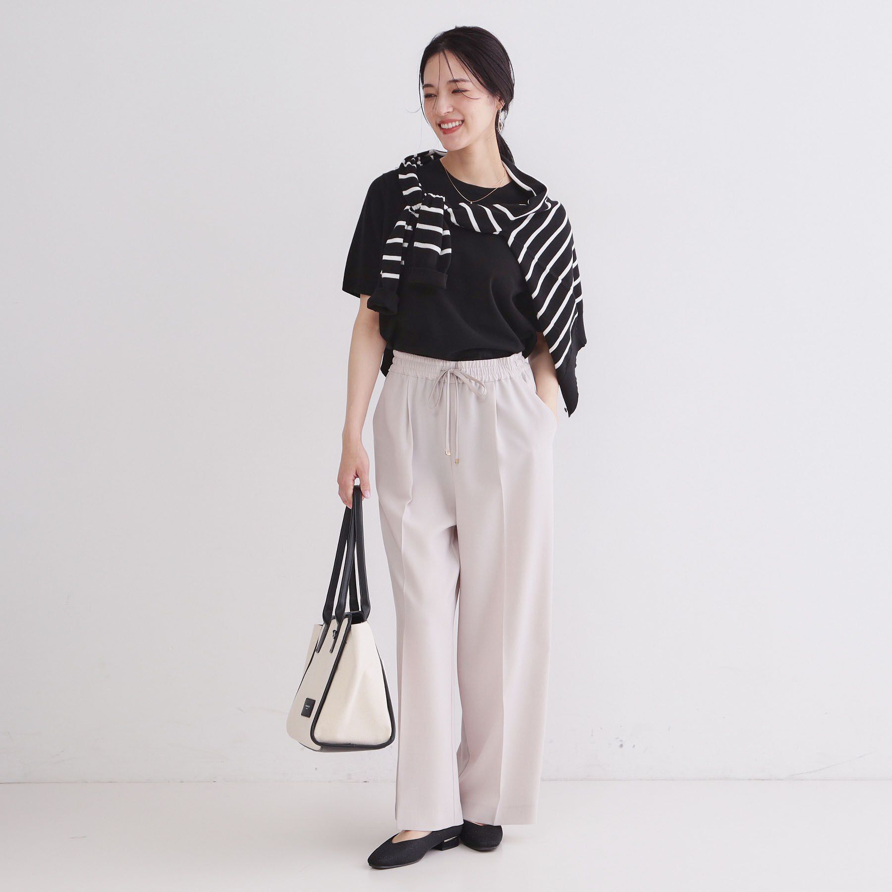 OPAQUE.CLIP「【UVケア】ハーフスリーブニット／オーガニックコットン混《洗濯機OK》」|ニット・セーター|