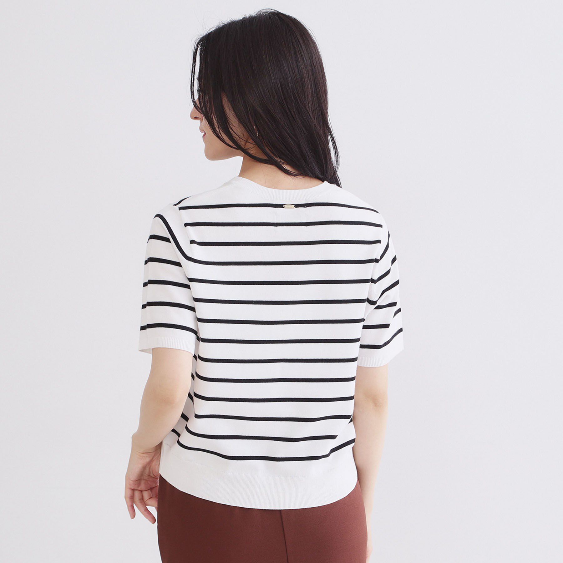 OPAQUE.CLIP「【UVケア】ハーフスリーブニット／オーガニックコットン混《洗濯機OK》」|ニット・セーター|