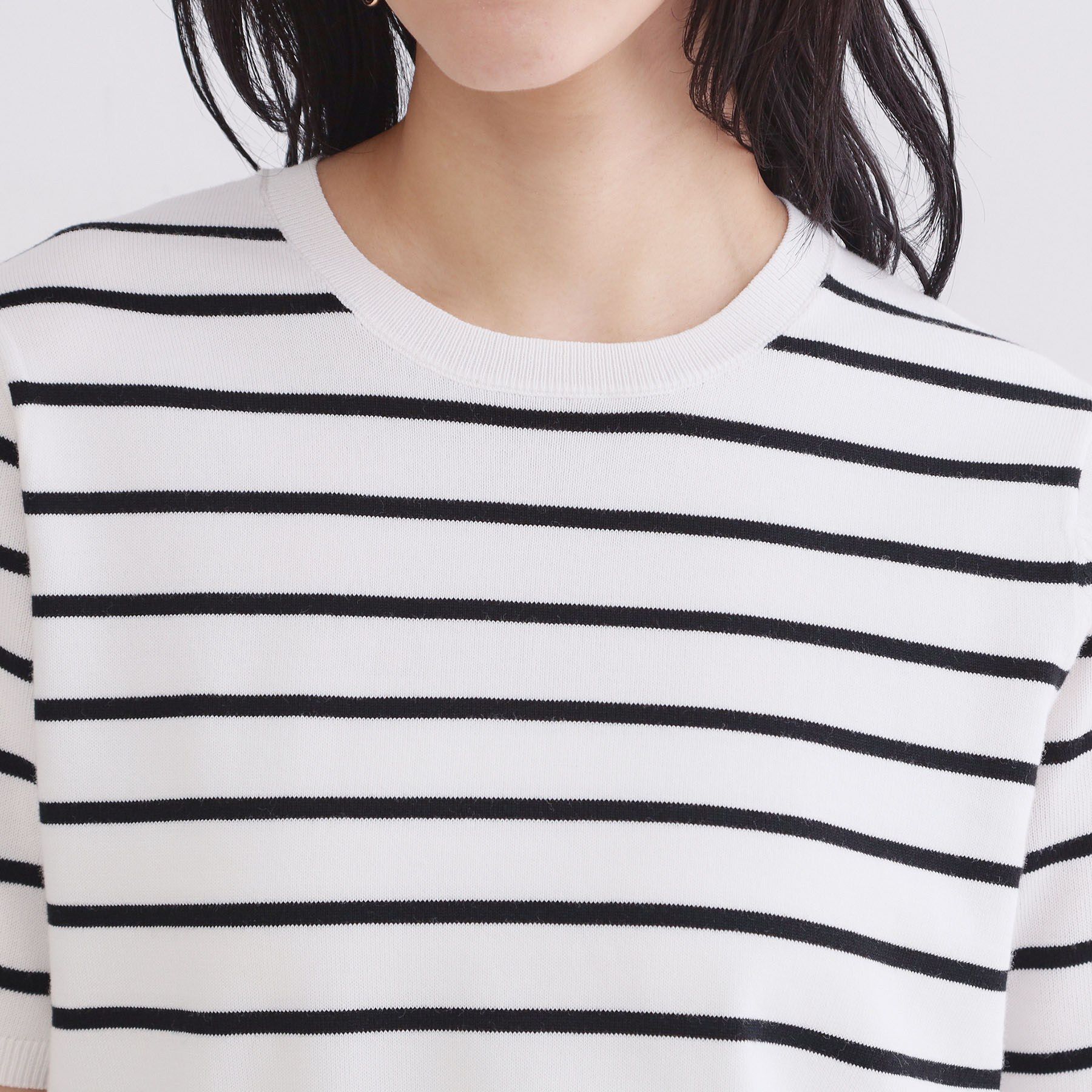 OPAQUE.CLIP「【UVケア】ハーフスリーブニット／オーガニックコットン混《洗濯機OK》」|ニット・セーター|