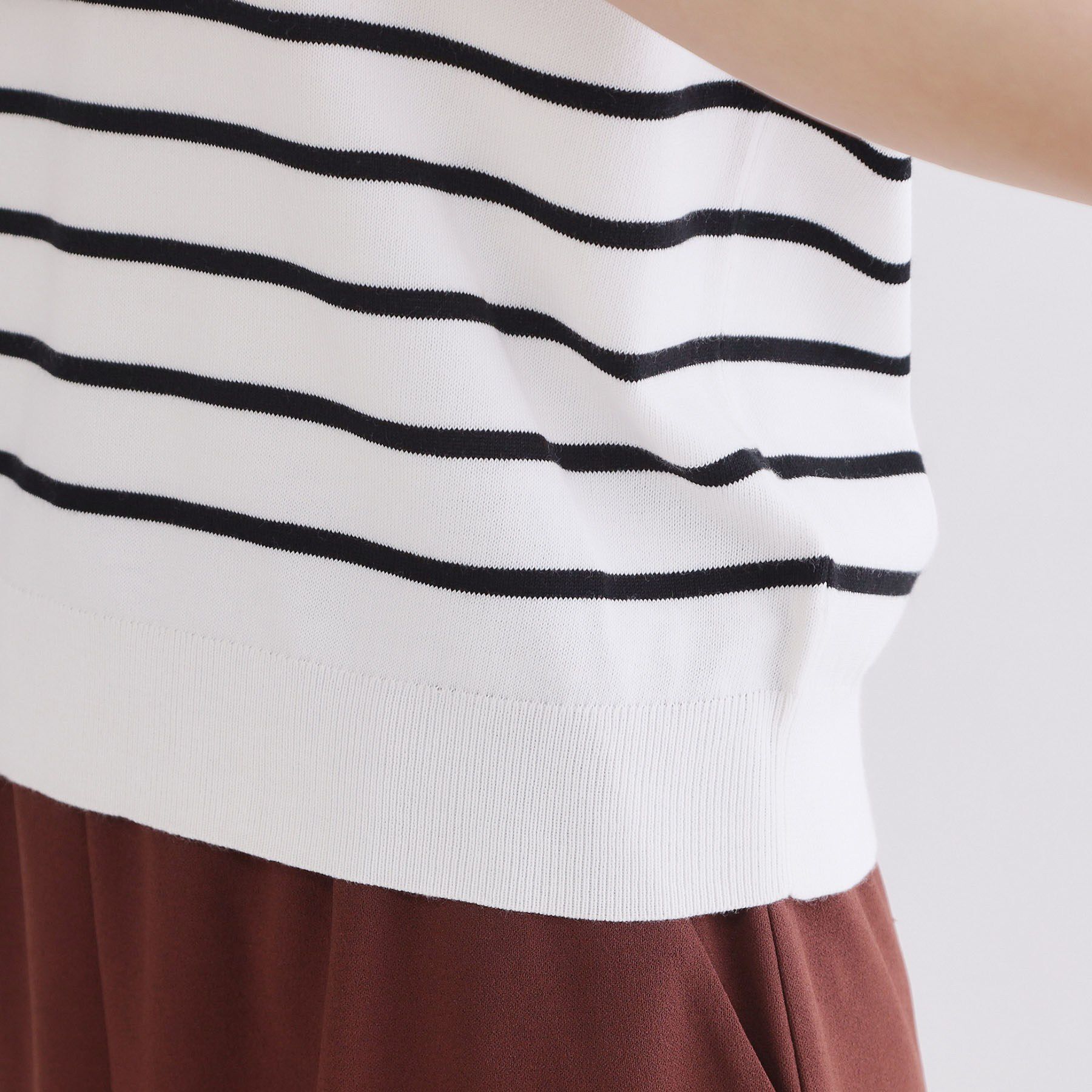 OPAQUE.CLIP「【UVケア】ハーフスリーブニット／オーガニックコットン混《洗濯機OK》」|ニット・セーター|