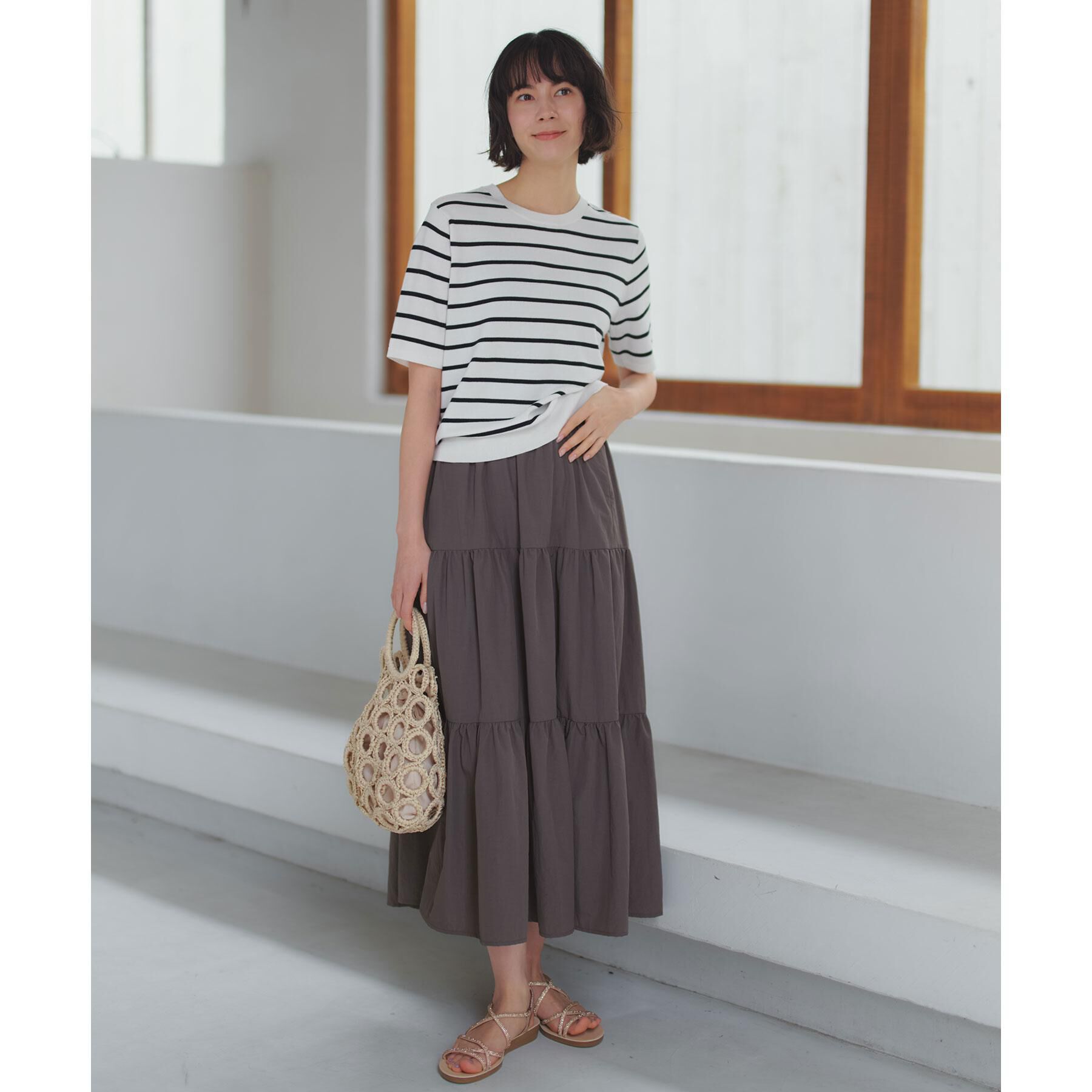 OPAQUE.CLIP「【UVケア】ハーフスリーブニット／オーガニックコットン混《洗濯機OK》」|ニット・セーター|