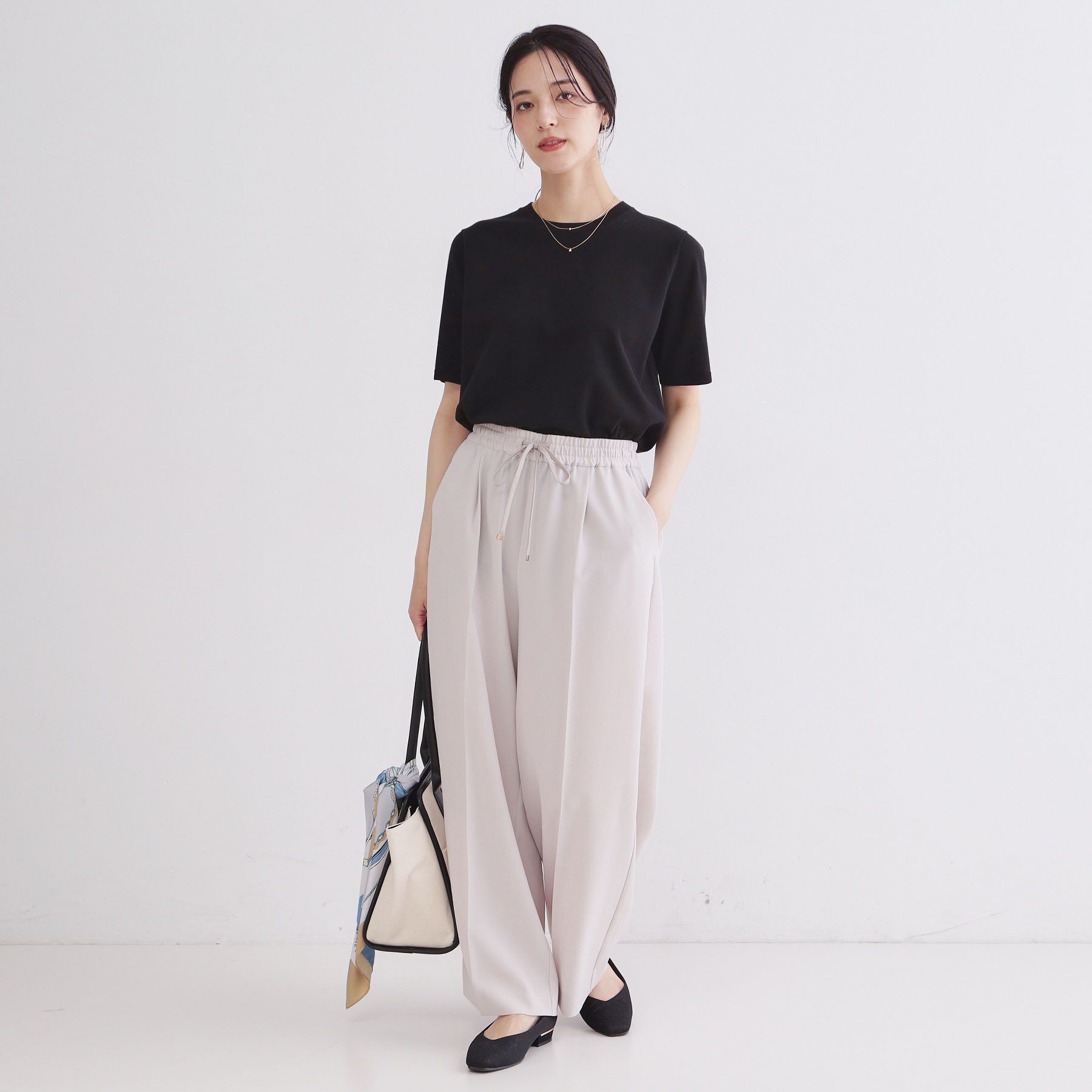 OPAQUE.CLIP「【UVケア】ハーフスリーブニット／オーガニックコットン混《洗濯機OK》」|ニット・セーター|