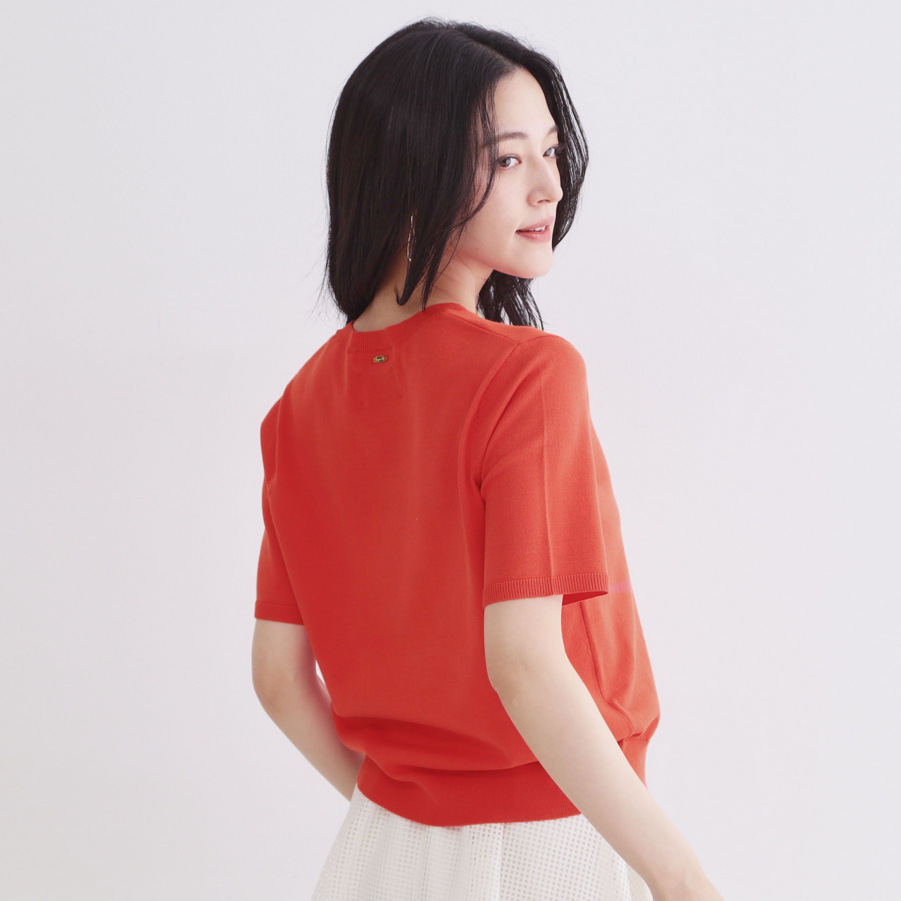 OPAQUE.CLIP「【UVケア】ハーフスリーブニット／オーガニックコットン混《洗濯機OK》」|ニット・セーター|