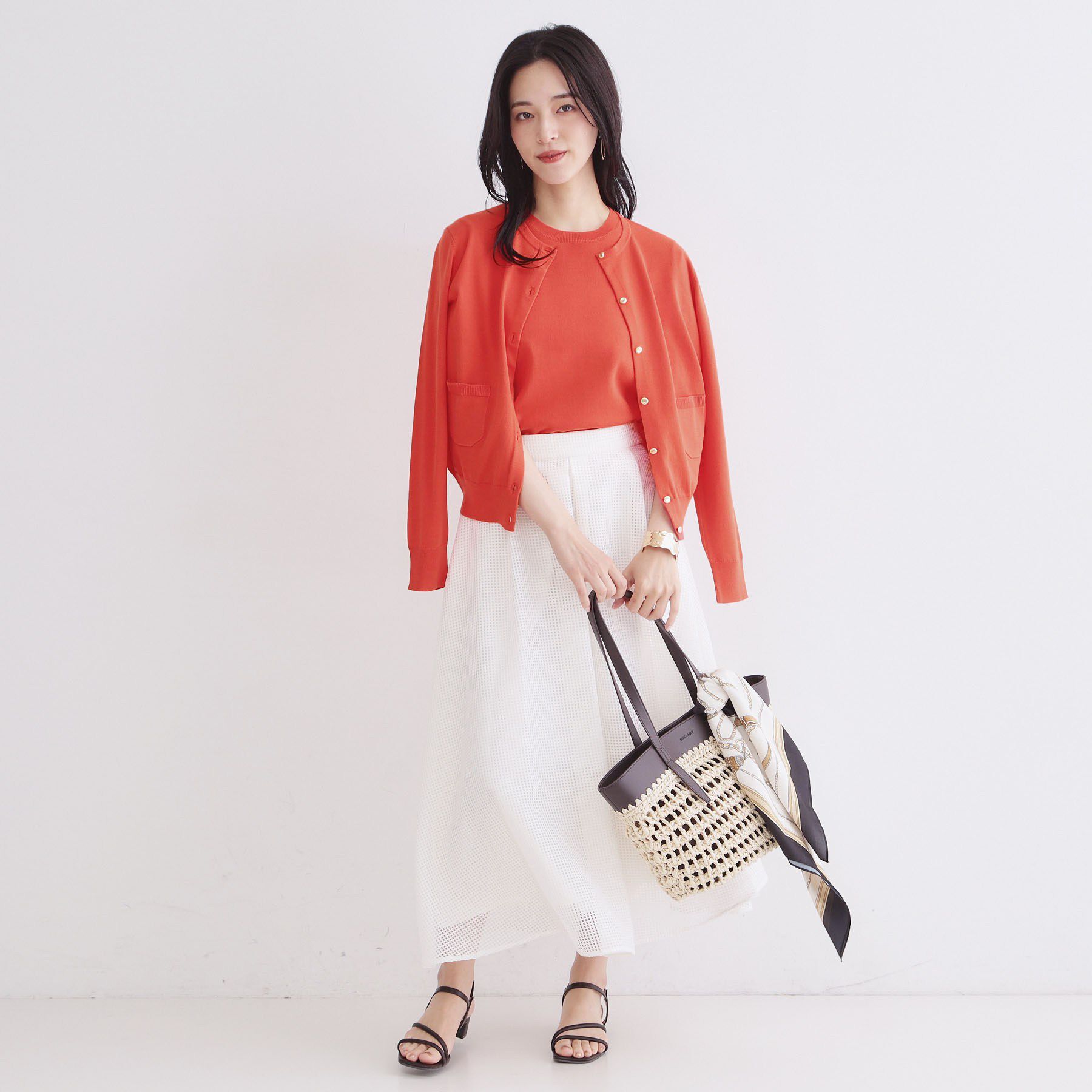 OPAQUE.CLIP「【UVケア】ハーフスリーブニット／オーガニックコットン混《洗濯機OK》」|ニット・セーター|