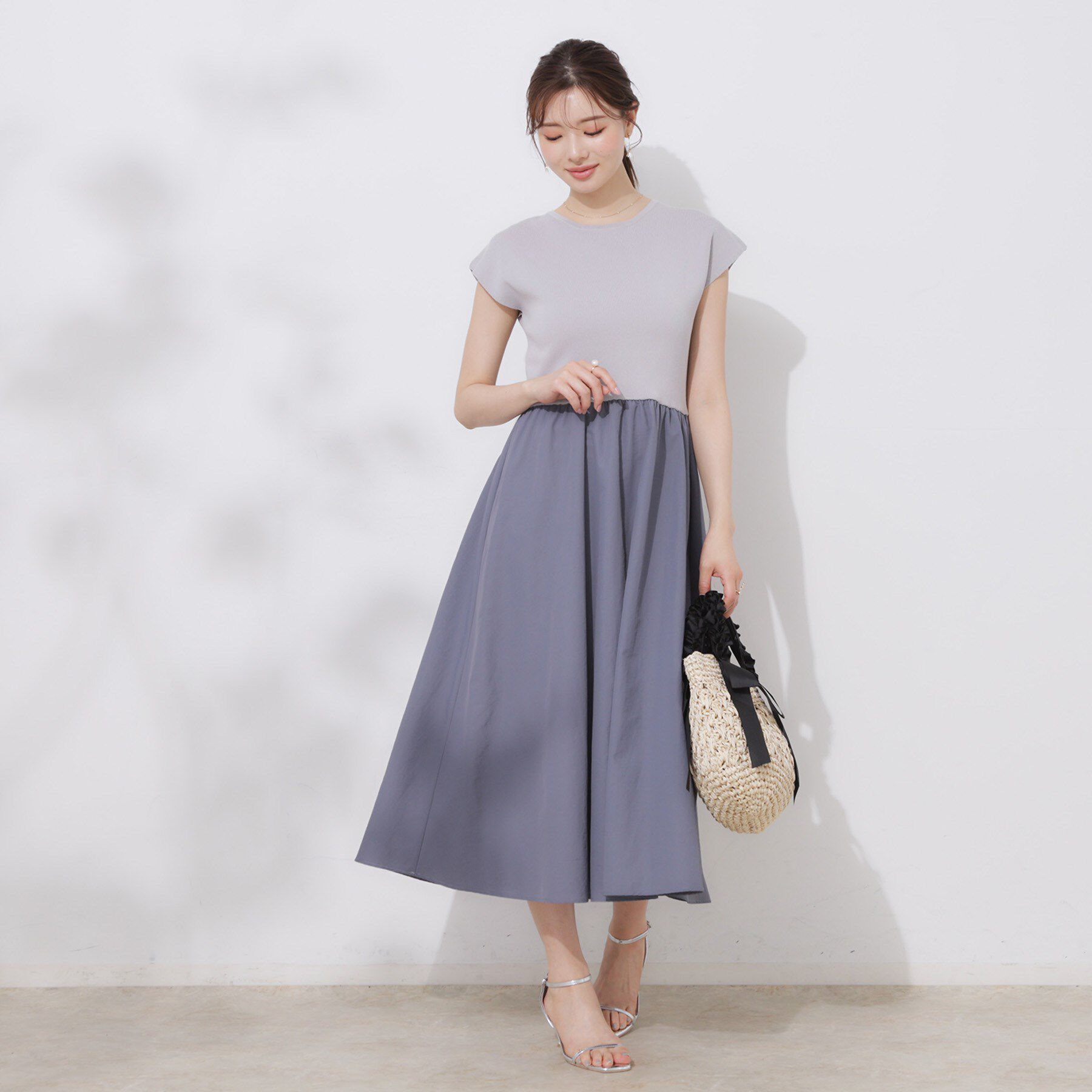 Couture broach「【接触冷感・楽ちん・一枚でキマる】ドッキングニットワンピース」|ワンピース|