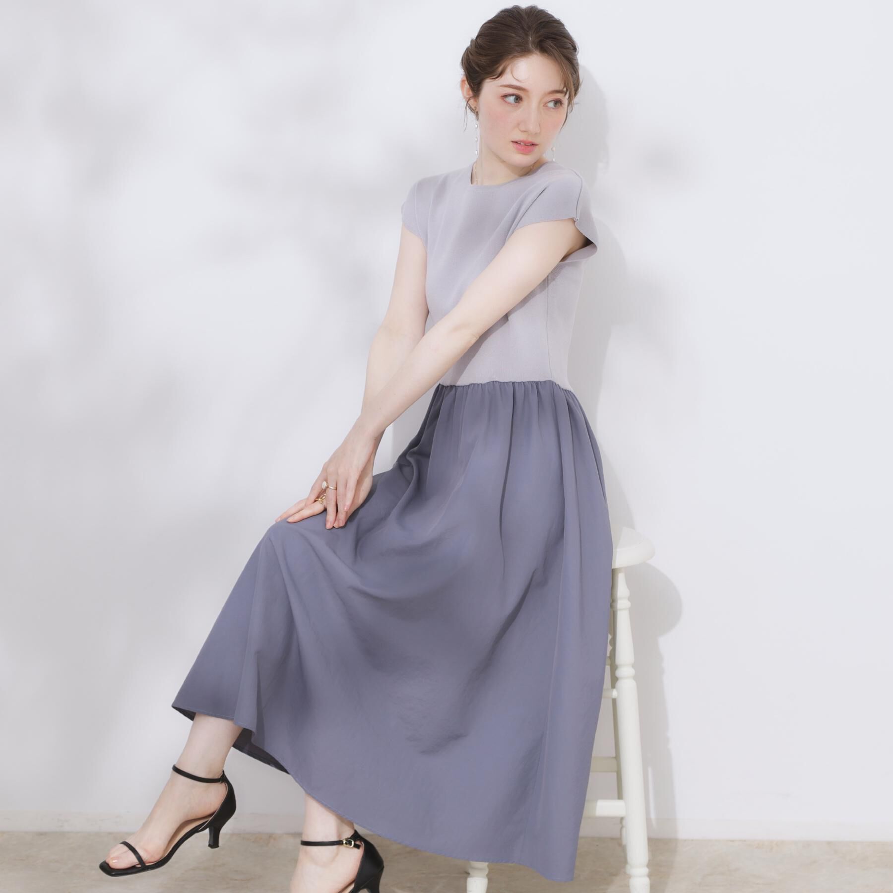 Couture broach「【接触冷感・楽ちん・一枚でキマる】ドッキングニットワンピース」|ワンピース|